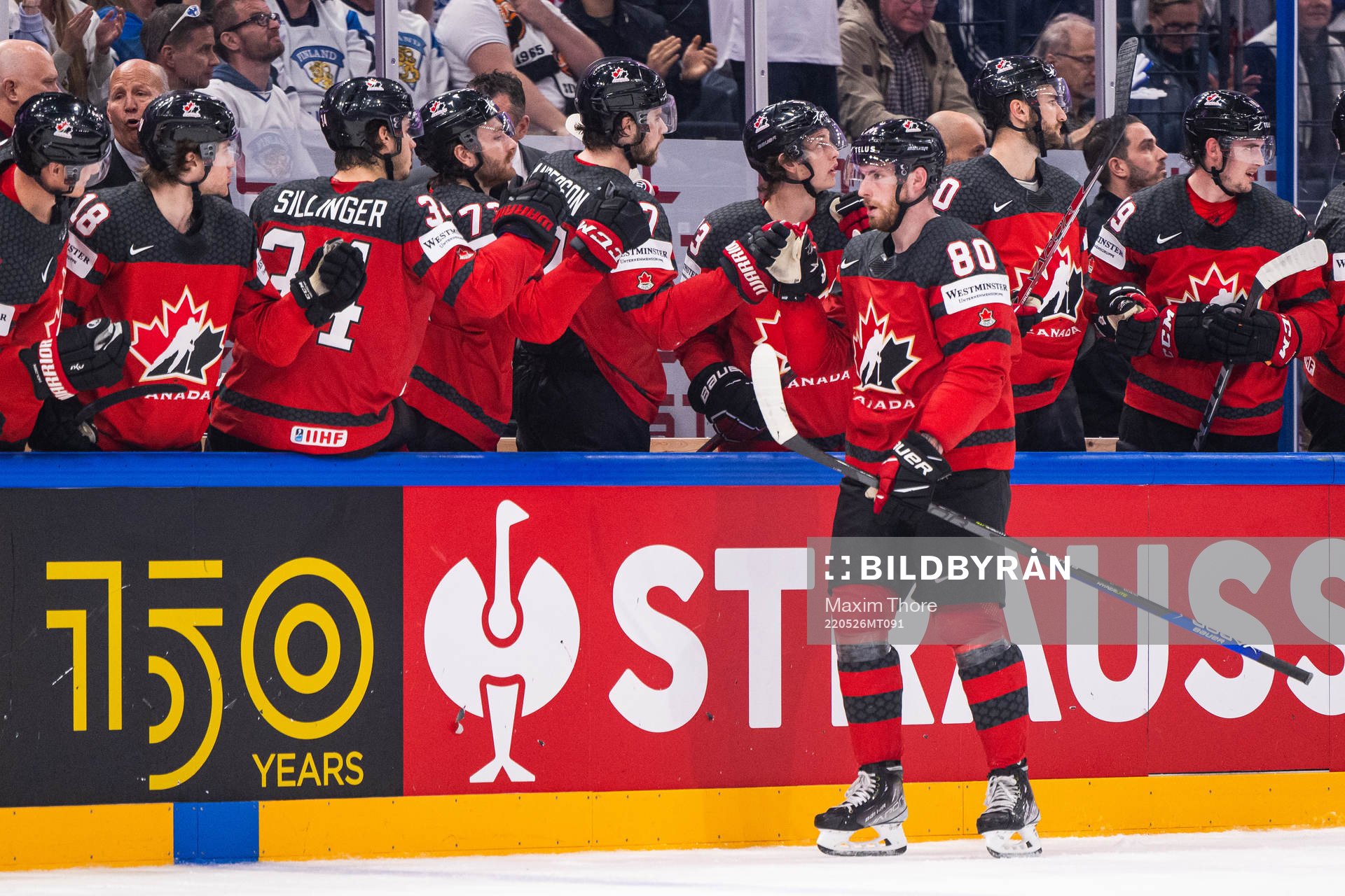 Pierre-Luc Dubois of Canada celebrates