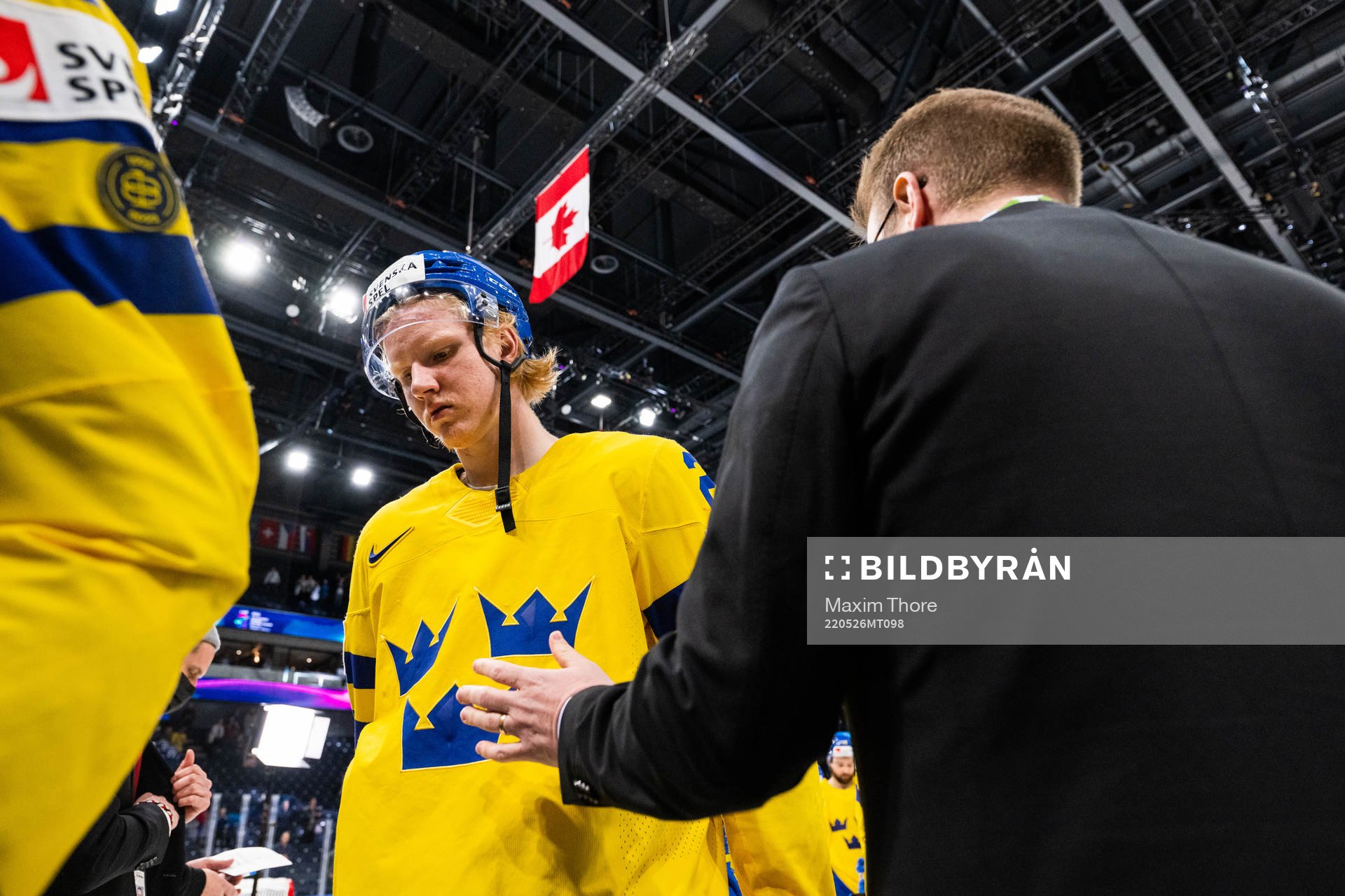 Rasmus Dahlin of Sweden looks dejected