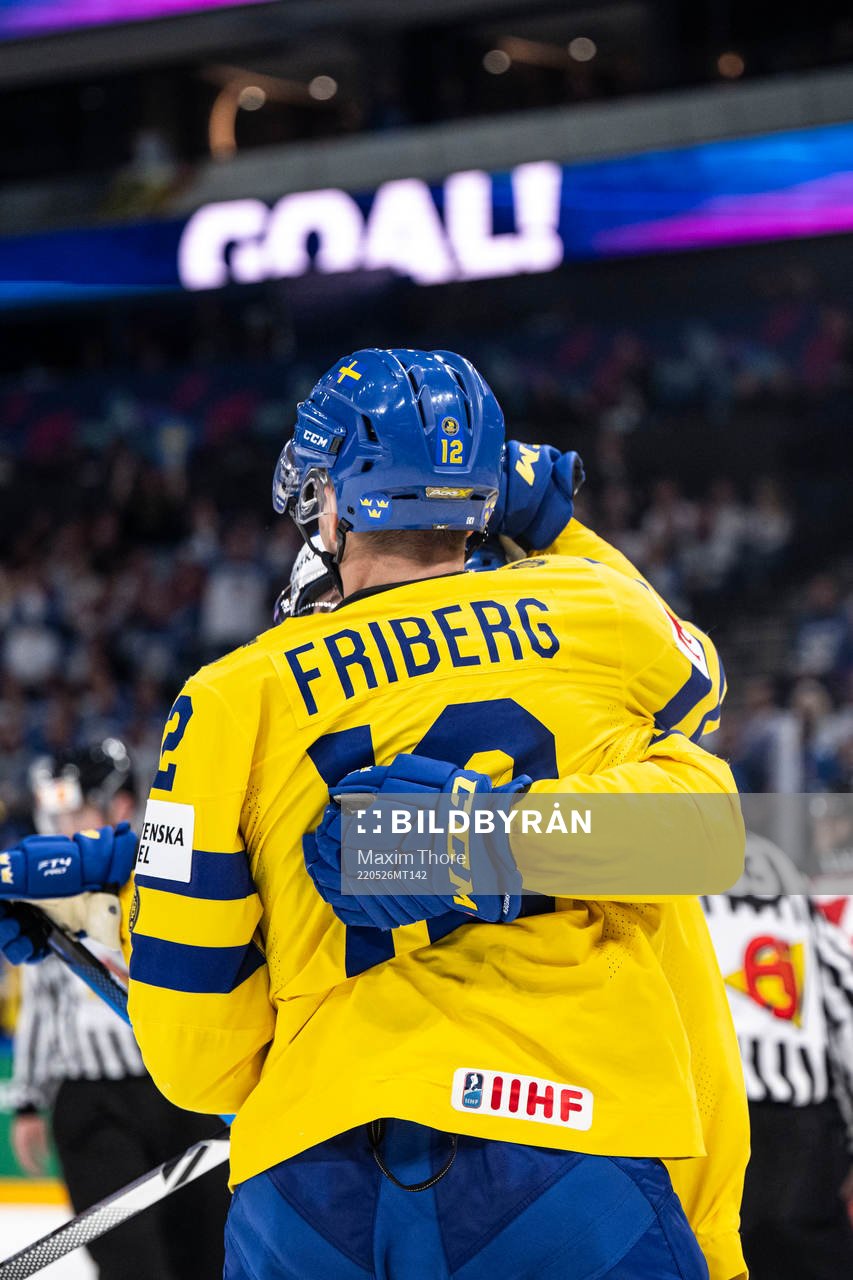 Max Friberg of Sweden celebrate with teammates