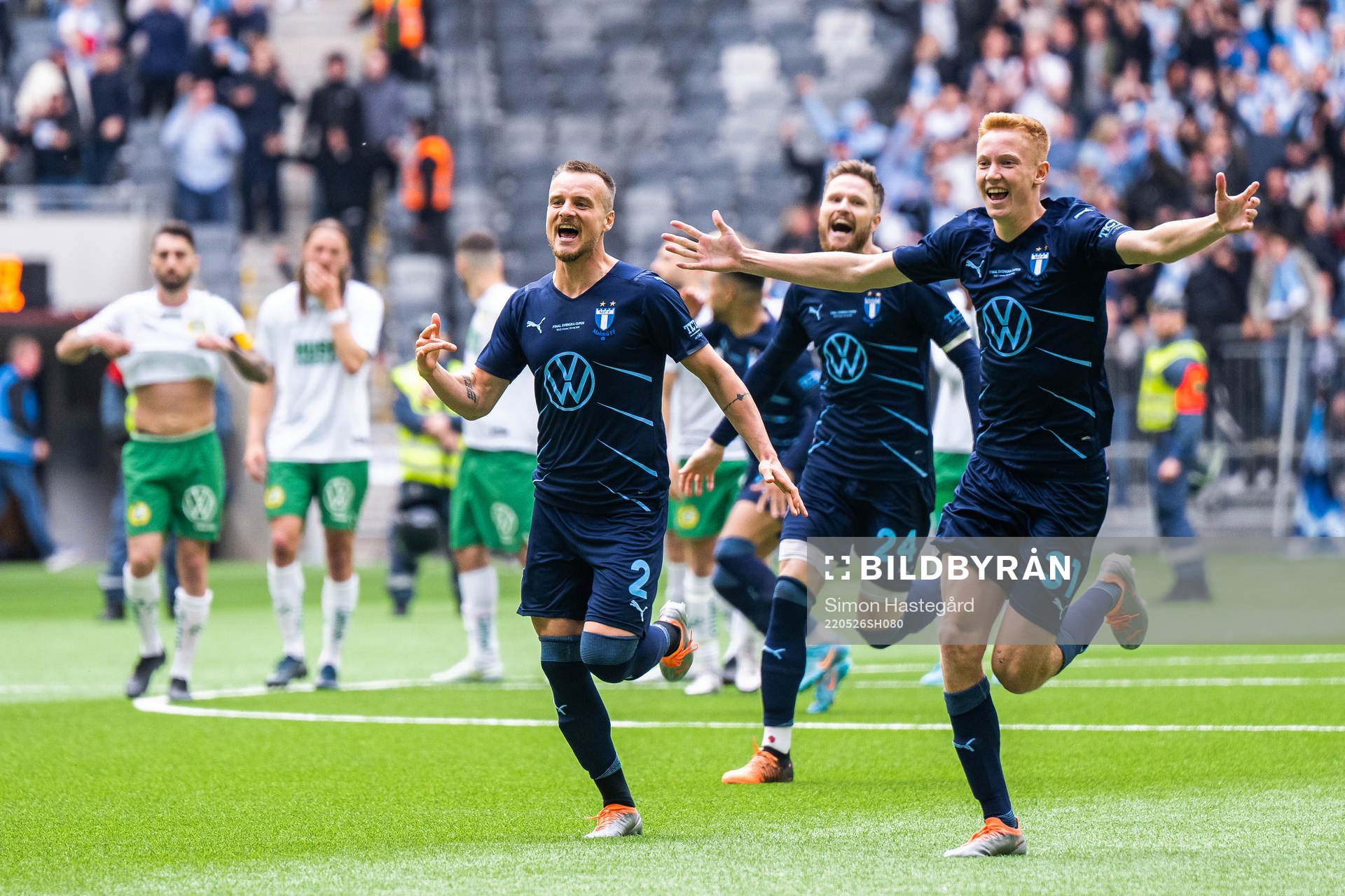 Malmö FFs Eric Larsson, Hugo Larsson och Lasse Nielsen