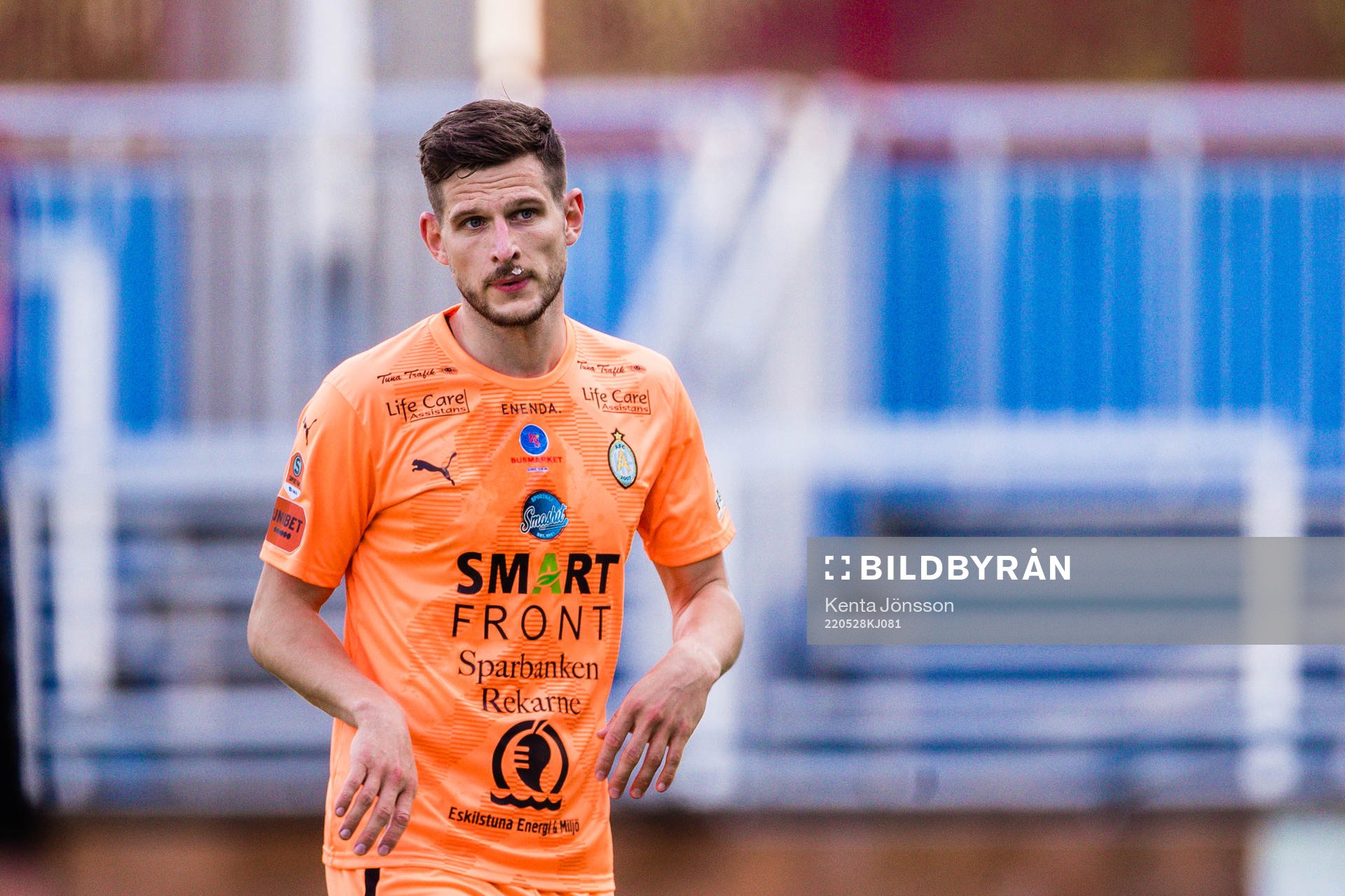 AFC Eskilstunas Ashley Coffey under fotbollsmatchen i Superettan mellan AFC Eskilstuna och Östersund den 28 maj 2022 i Eskilstuna. 