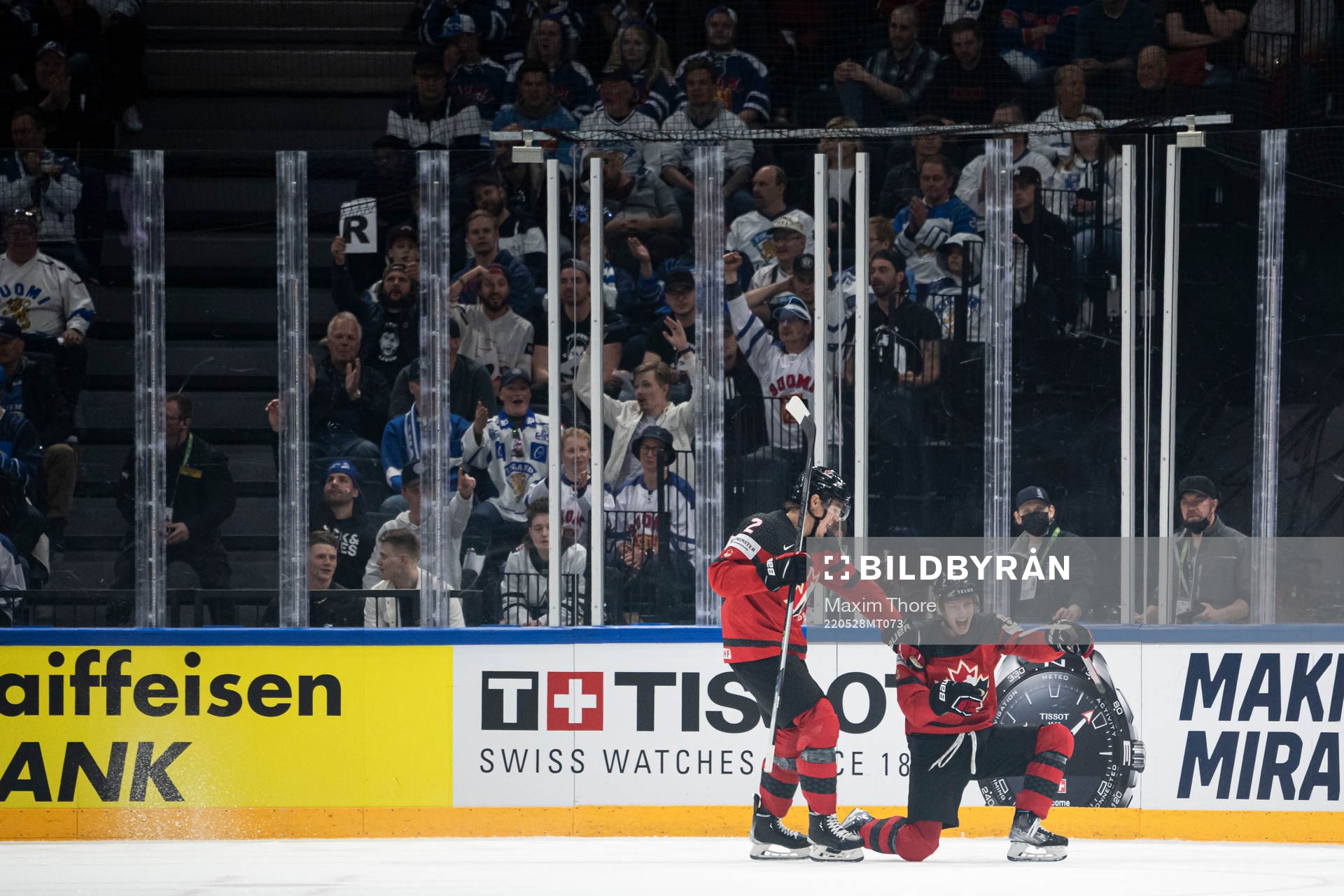 Kent Johnson of Canada celebrates