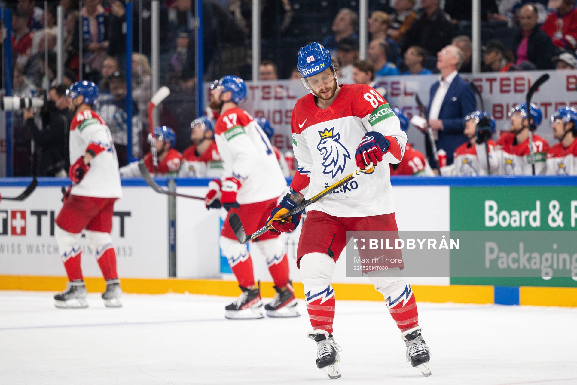 David Pastrnak of Czech Republic looks dejected
