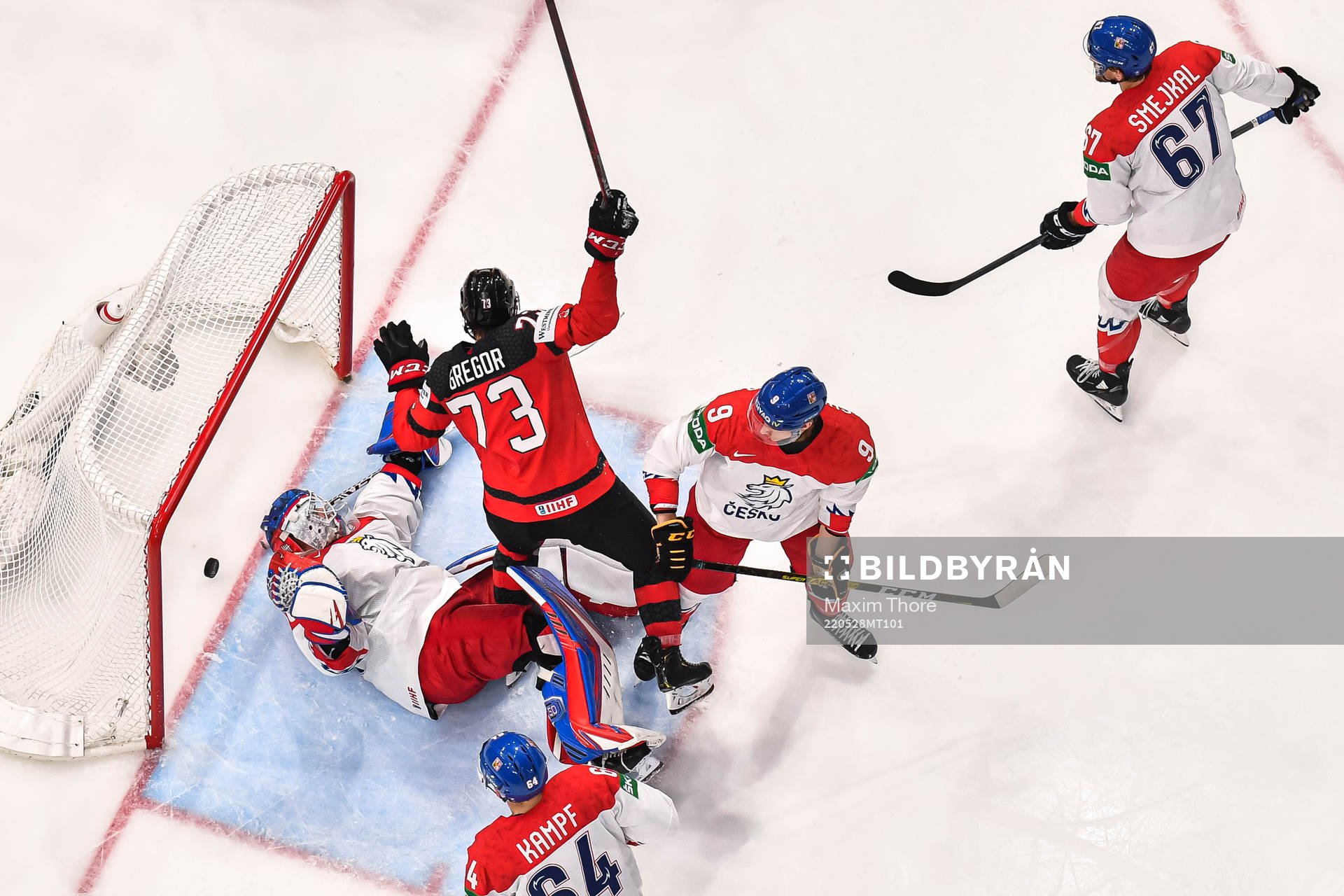 Goaltender Karel Vejmelka of Czech Republic looks dejected