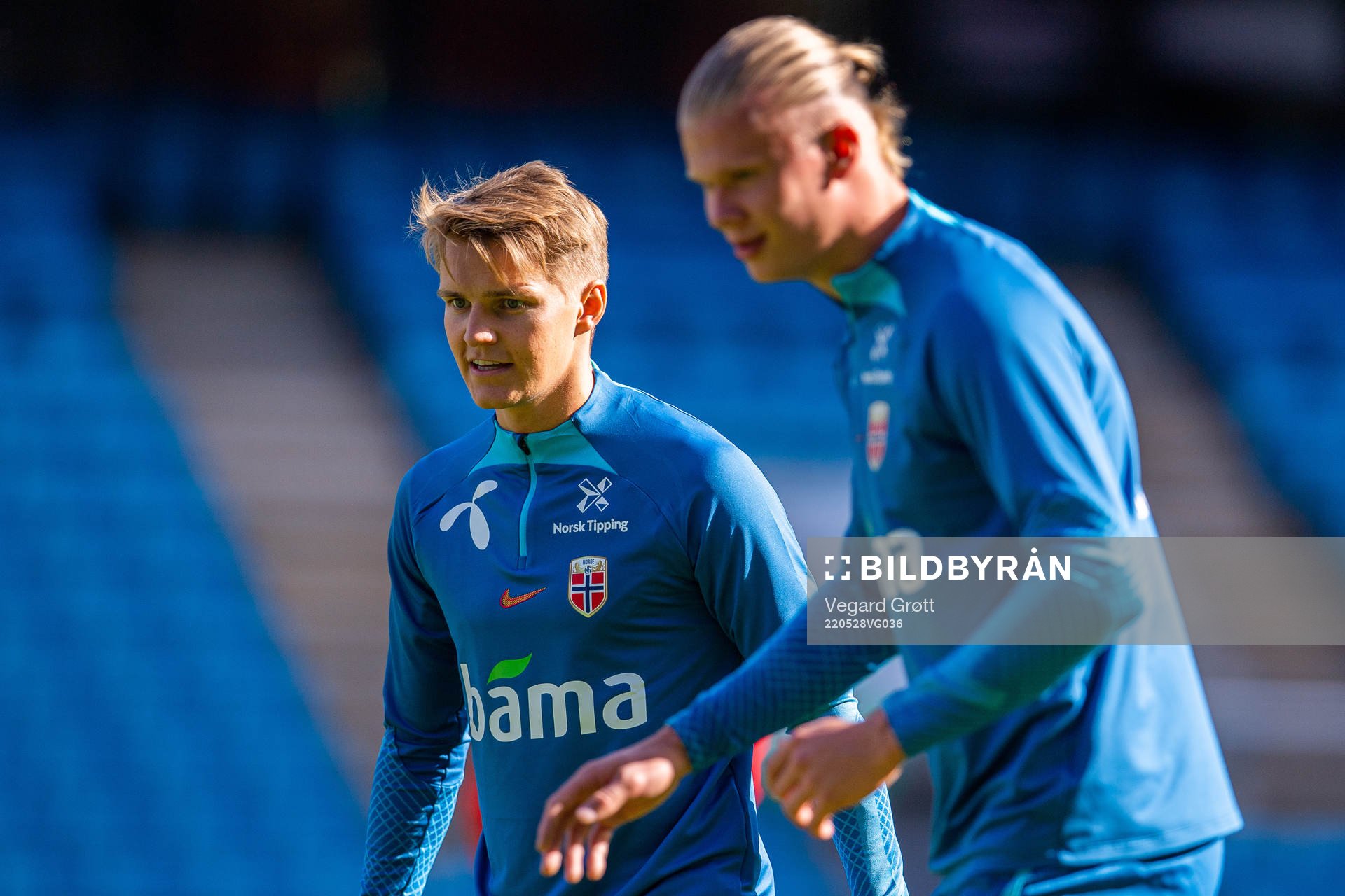 Martin Ødegaard and Erling Braut Haaland of the Norwegian
