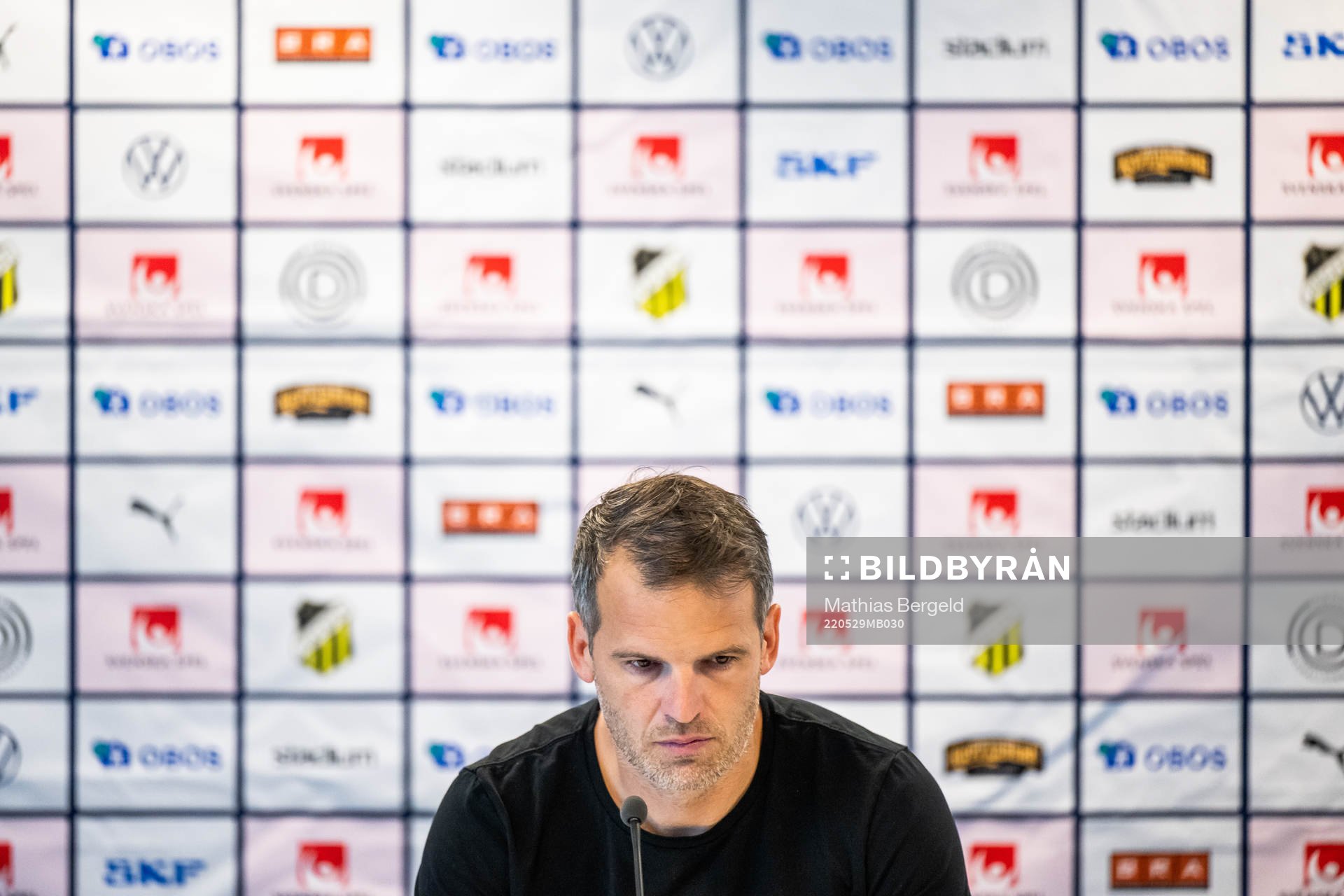 Häckens tränare Robert Vilahamn på presskonferensen efter fotbollsmatchen i Damallsvenskan mellan Häcken och Djurgården den 29 maj 2022 i Göteborg.