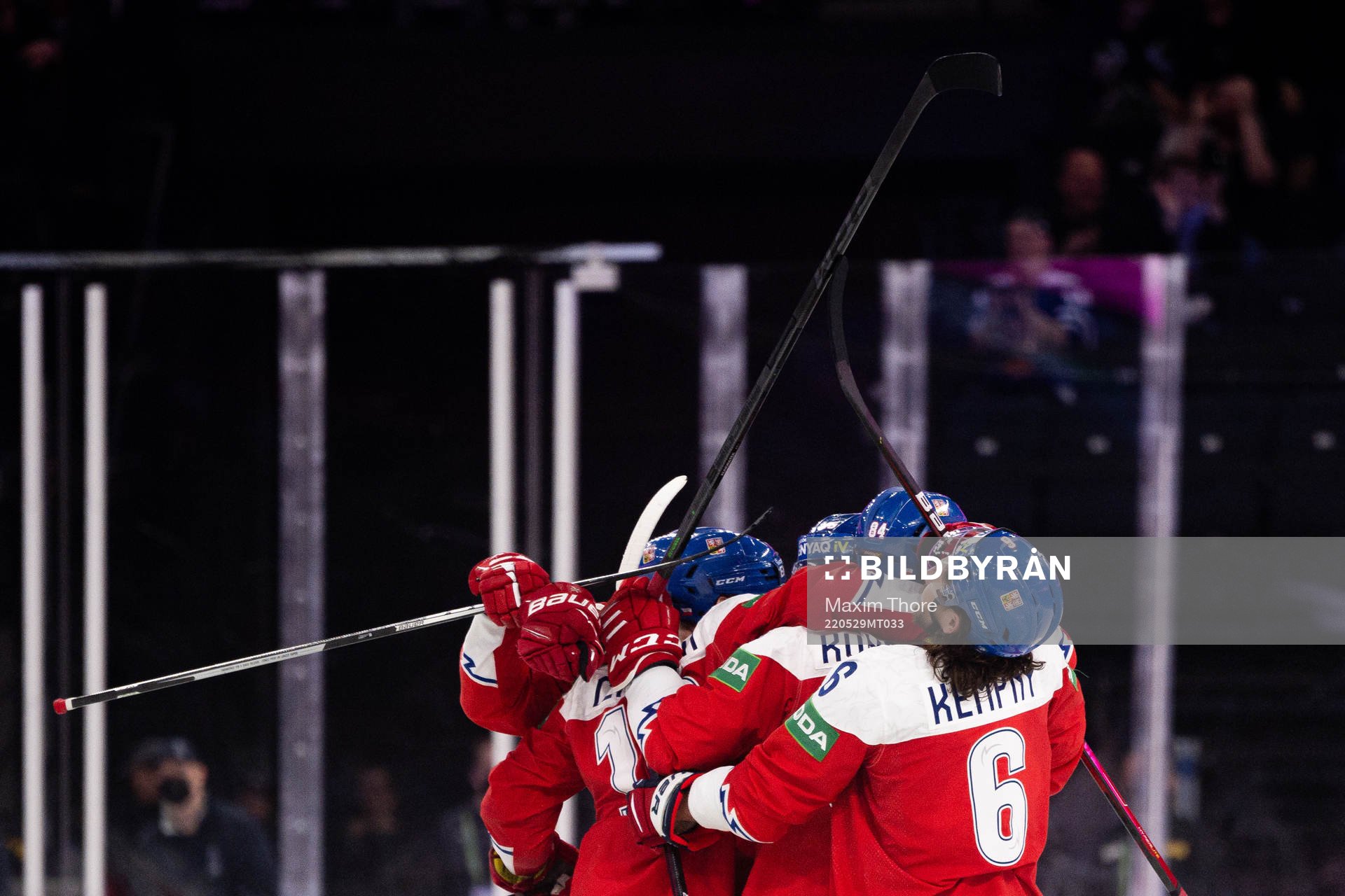 Players of Czech Republic celebrate the 4-3 goal by Roman