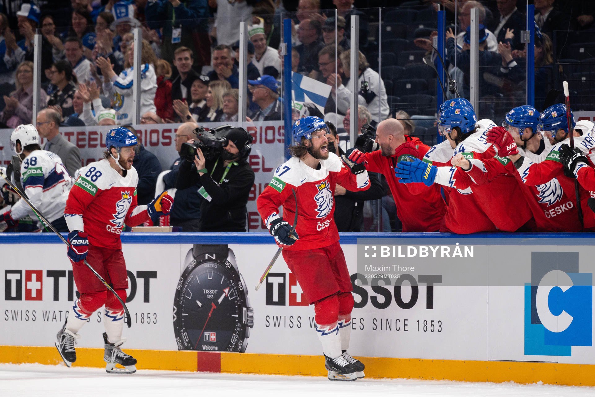 David Pastrnak and Michal Jordán of Czech Republic