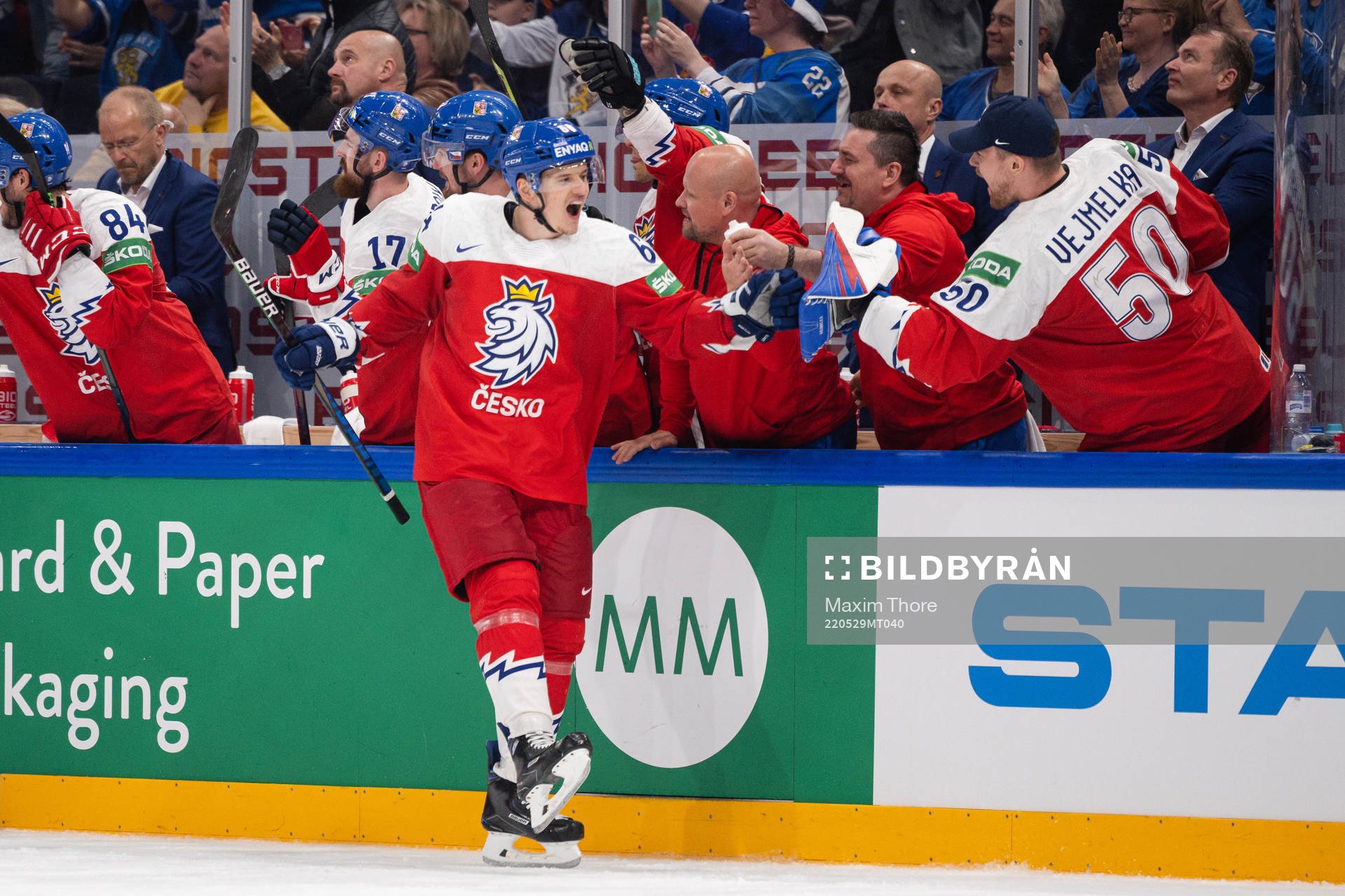 David Kampf of Czech Republic celebrates the 6-3 goal