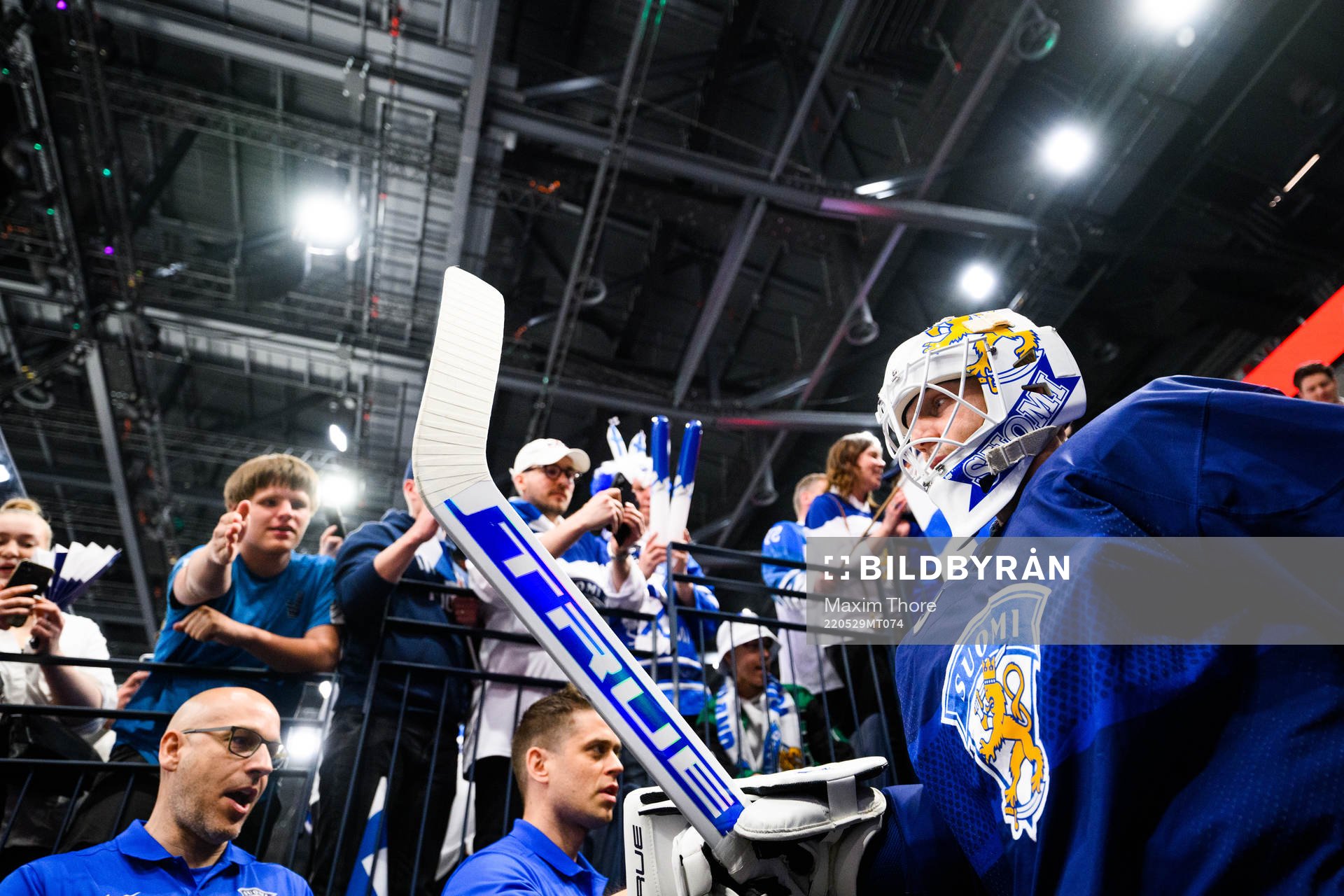 Goaltender Juho Olkinuora of Finland