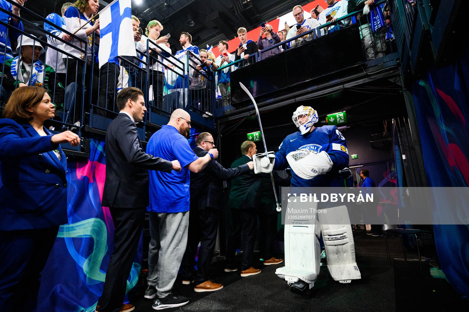 Goaltender Juho Olkinuora of Finland