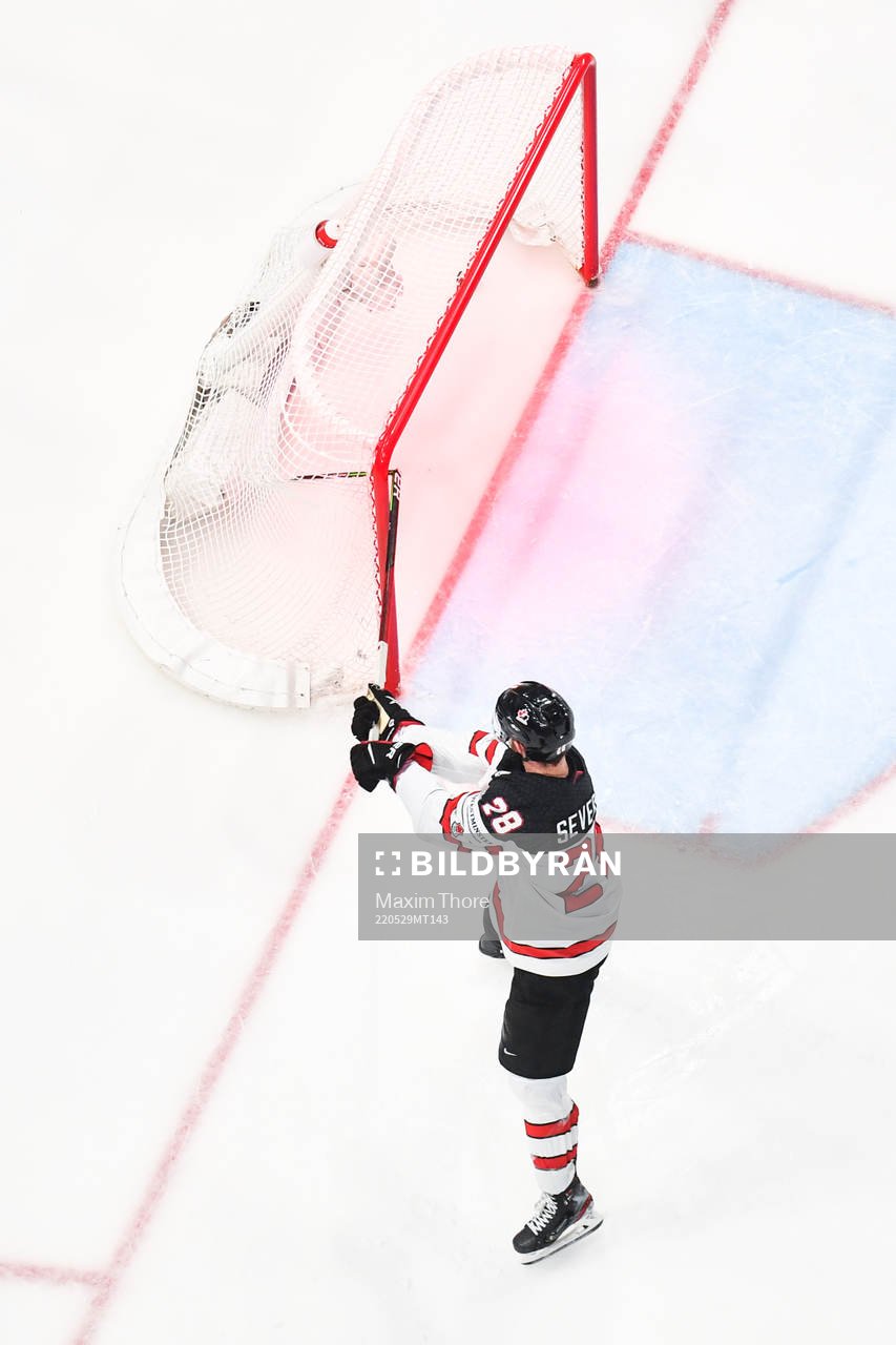 Damon Severson of Canada looks dejected