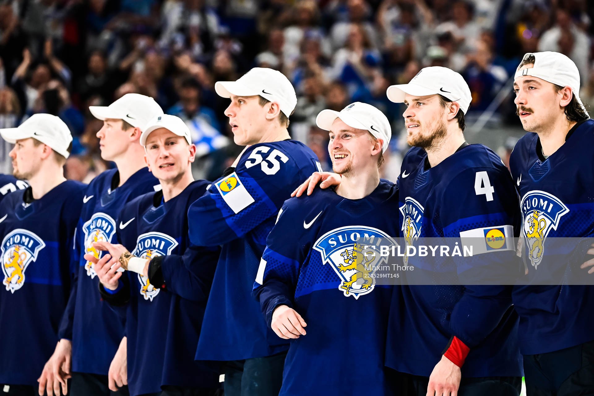 Mikko Lehtonen and Sakari Manninen of Finland celebrates
