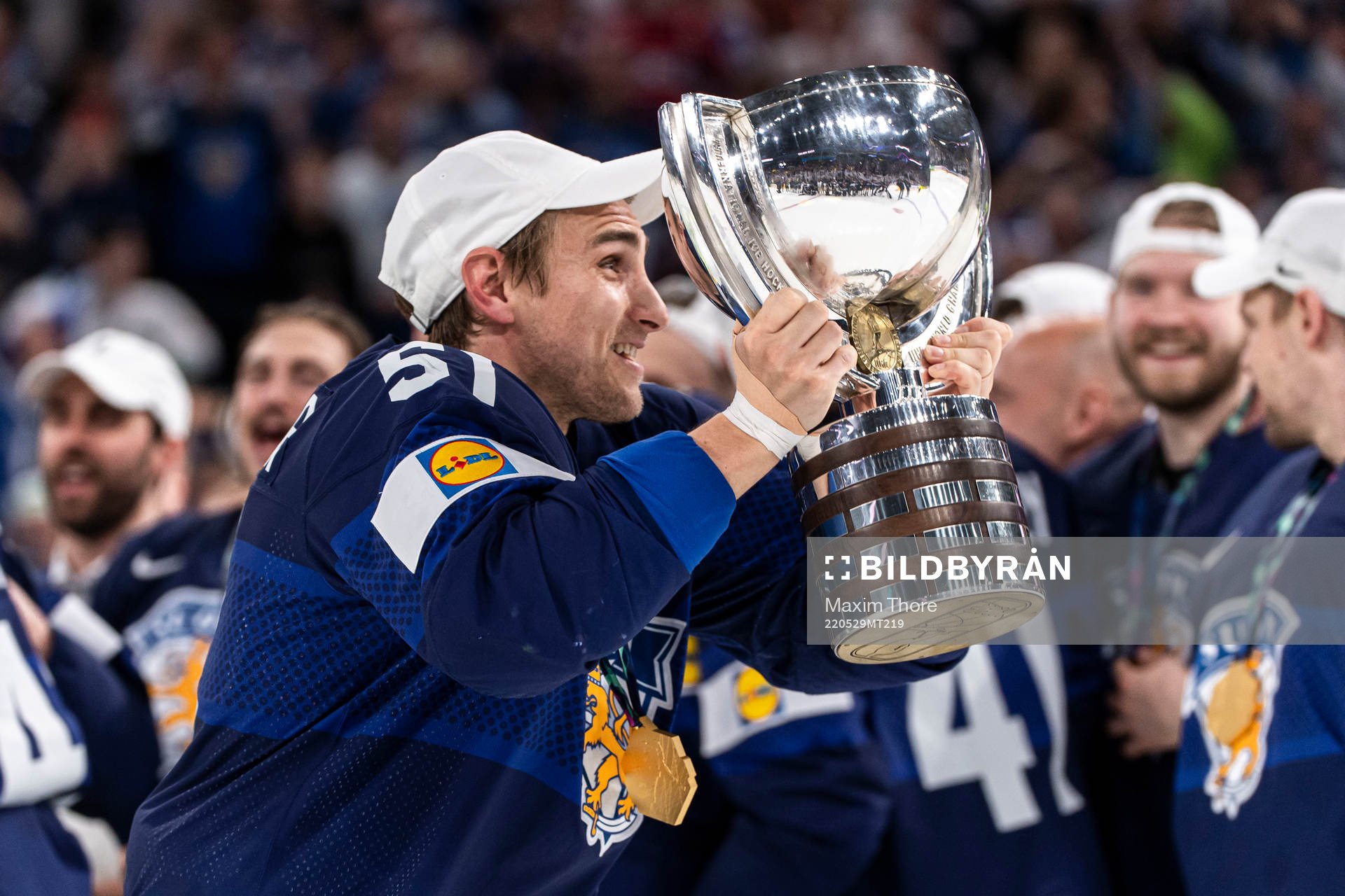 Valtteri Filppula of Finland celebrates with the trophy
