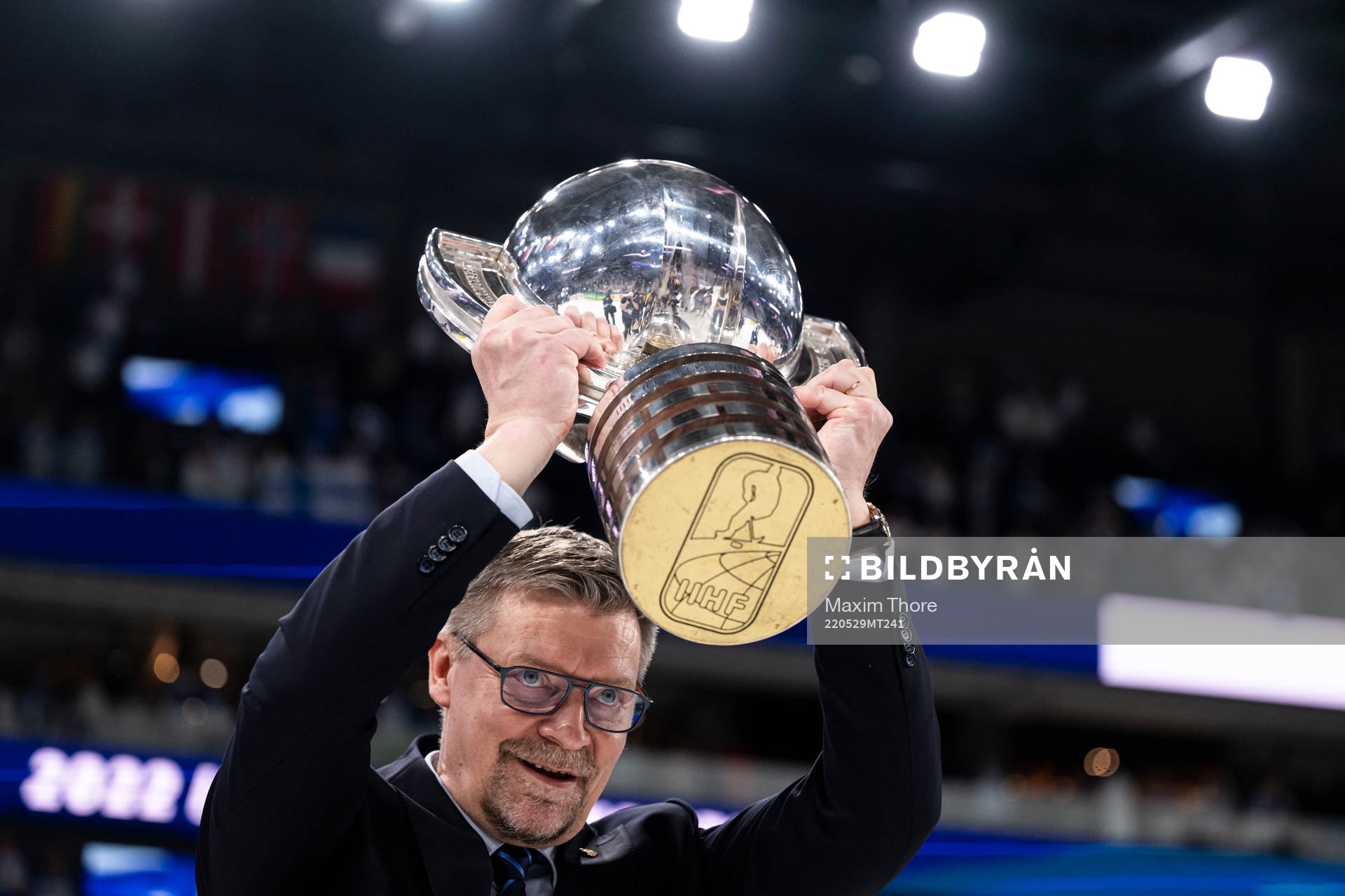 Head coach Jukka Jalonen of Finland celebrates with the