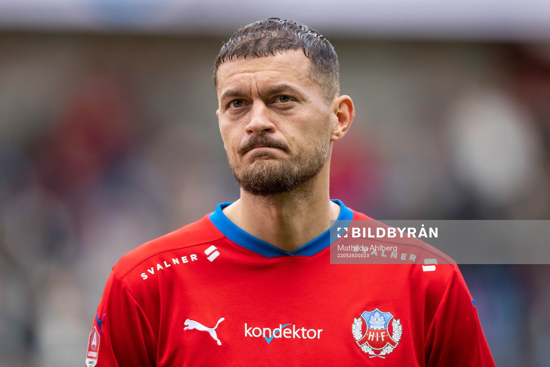 Helsingborgs Albert Ejupi under fotbollsmatchen i Allsvenskan mellan Helsingborg och AIK den 29 maj 2022 i Helsingborg. 