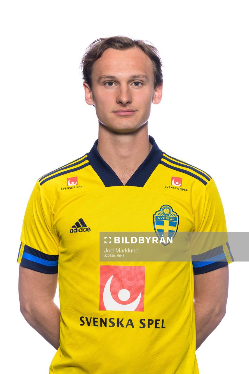 Hjalmar Ekdal of the Swedish national football team poses