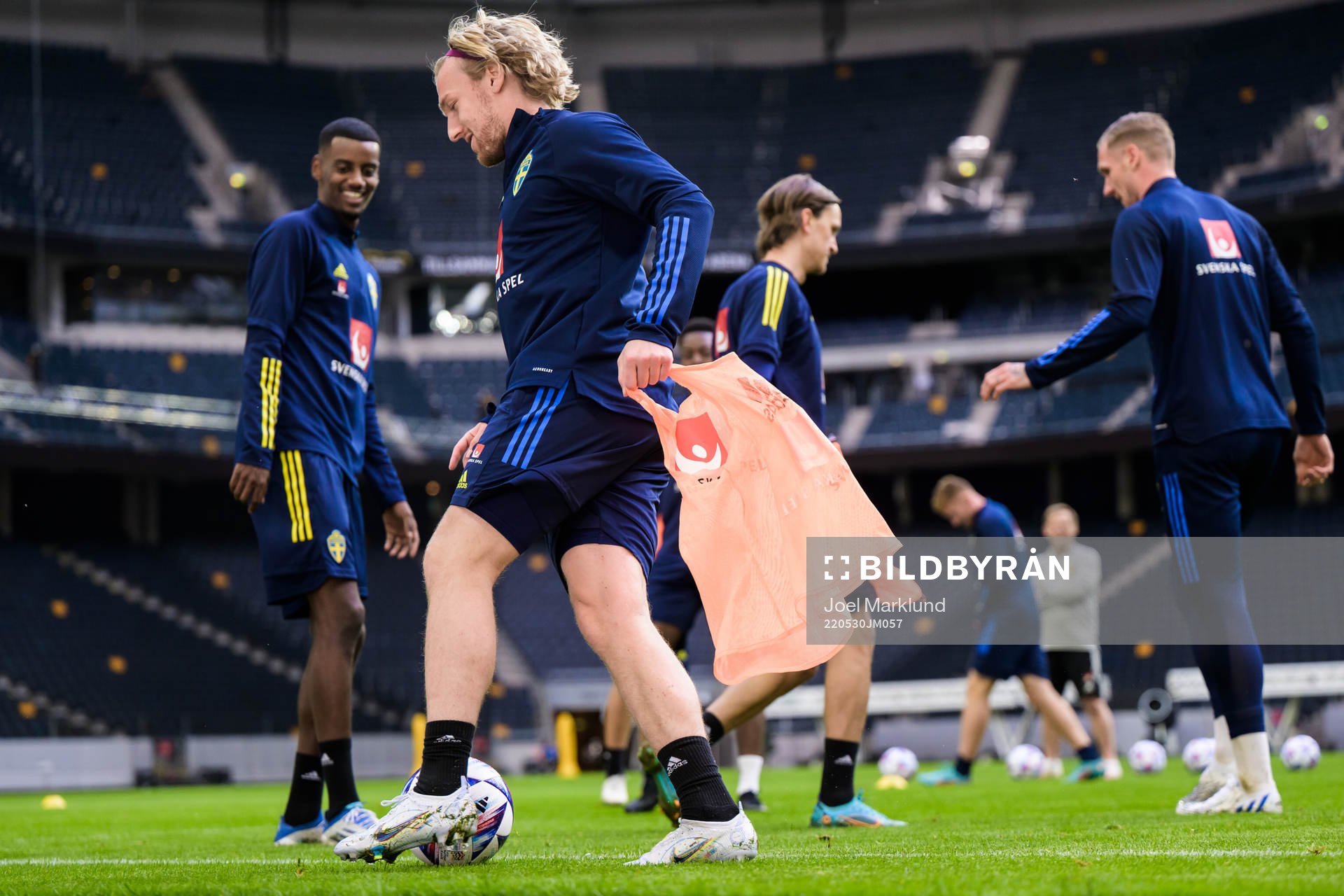 Emil Forsberg of the Swedish national football team during a training session on May 30, 2022 in Stockholm. 