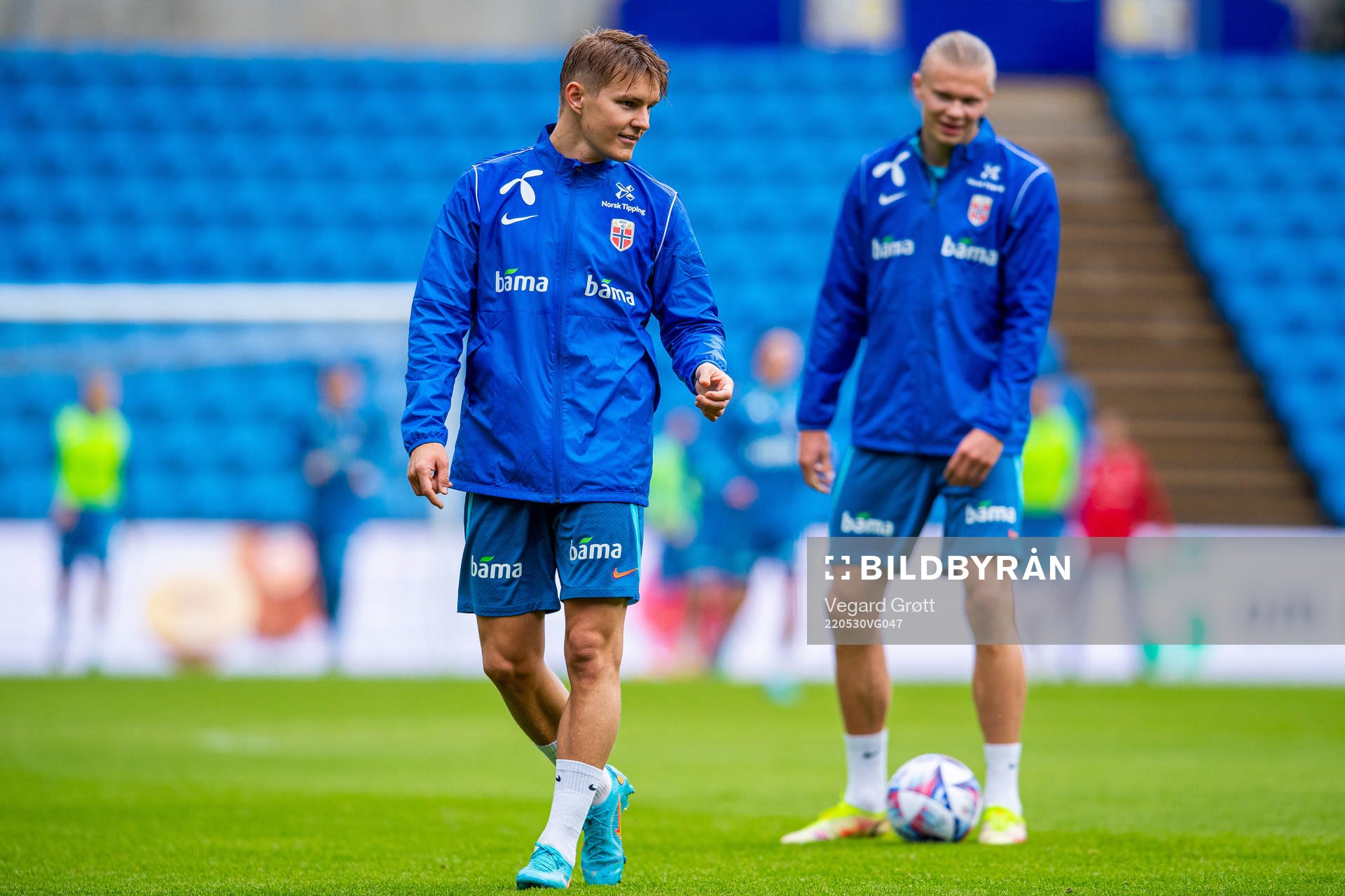 Martin Ødegaard and Erling Braut Haaland of the Norwegian