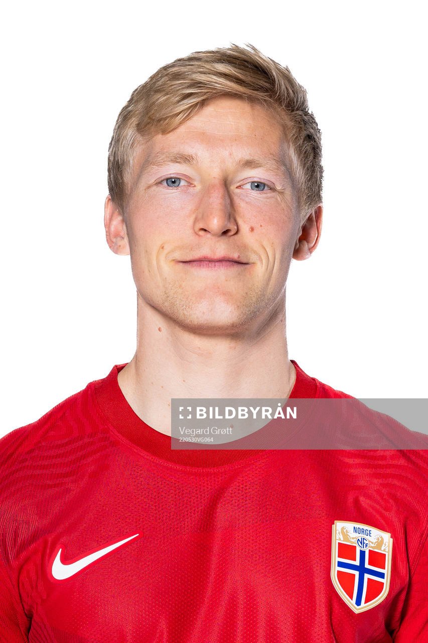 Birger Meling of the Norwegian national football team poses