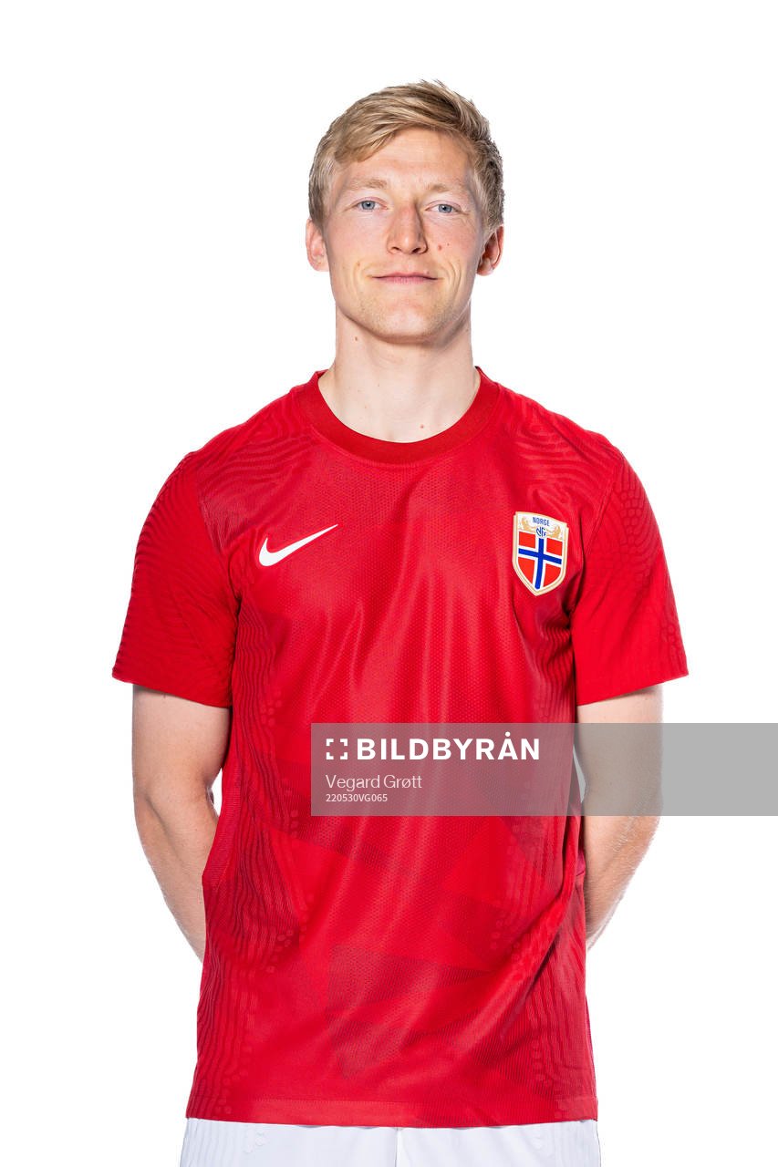 Birger Meling of the Norwegian national football team poses