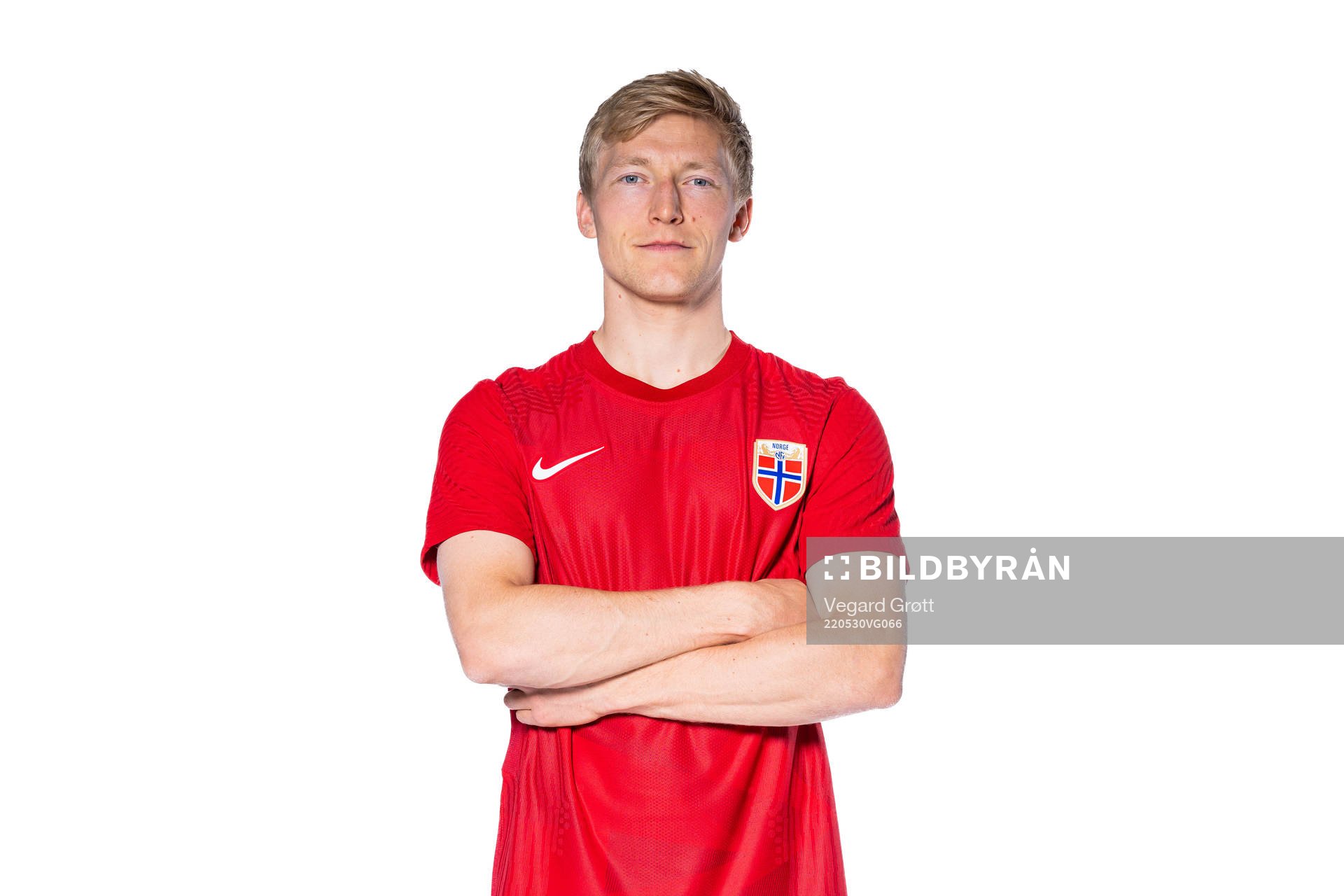 Birger Meling of the Norwegian national football team poses