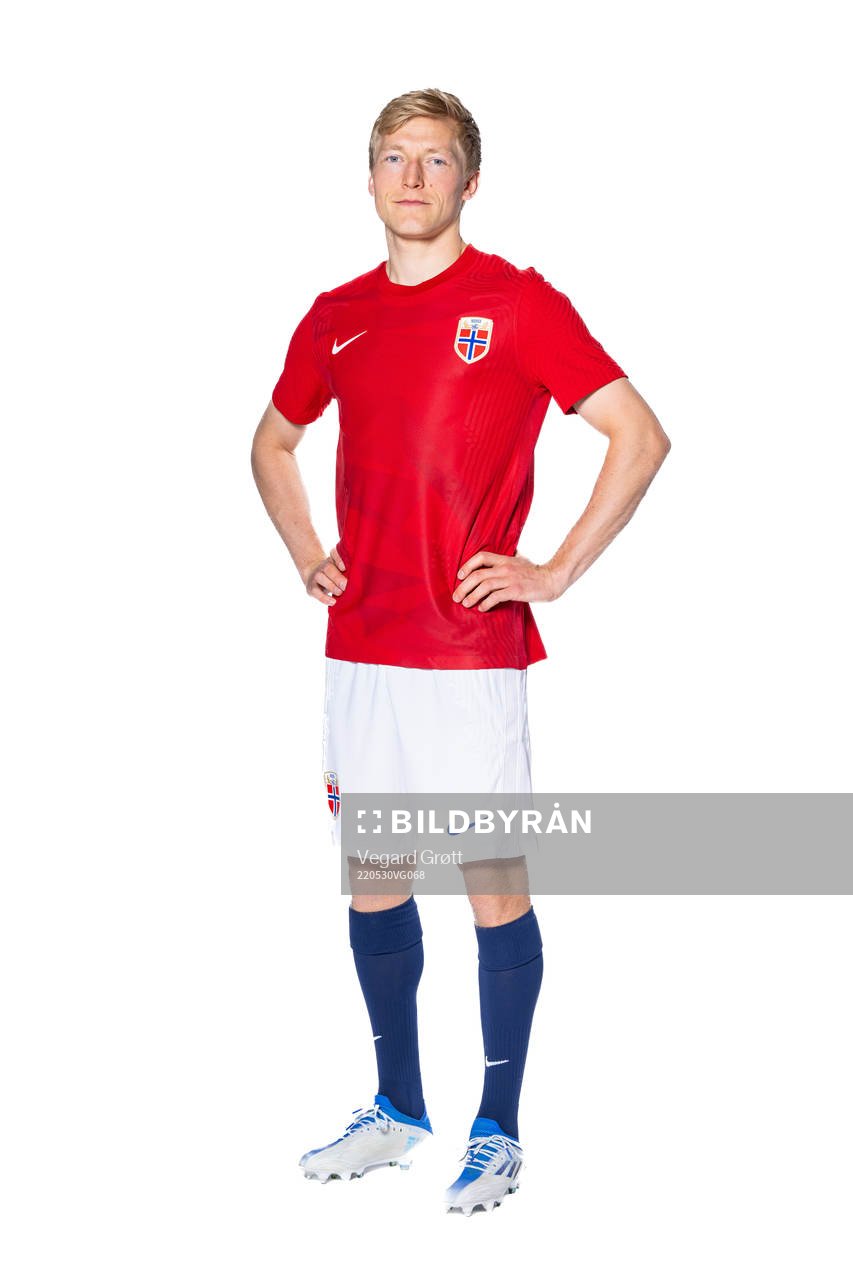 Birger Meling of the Norwegian national football team poses