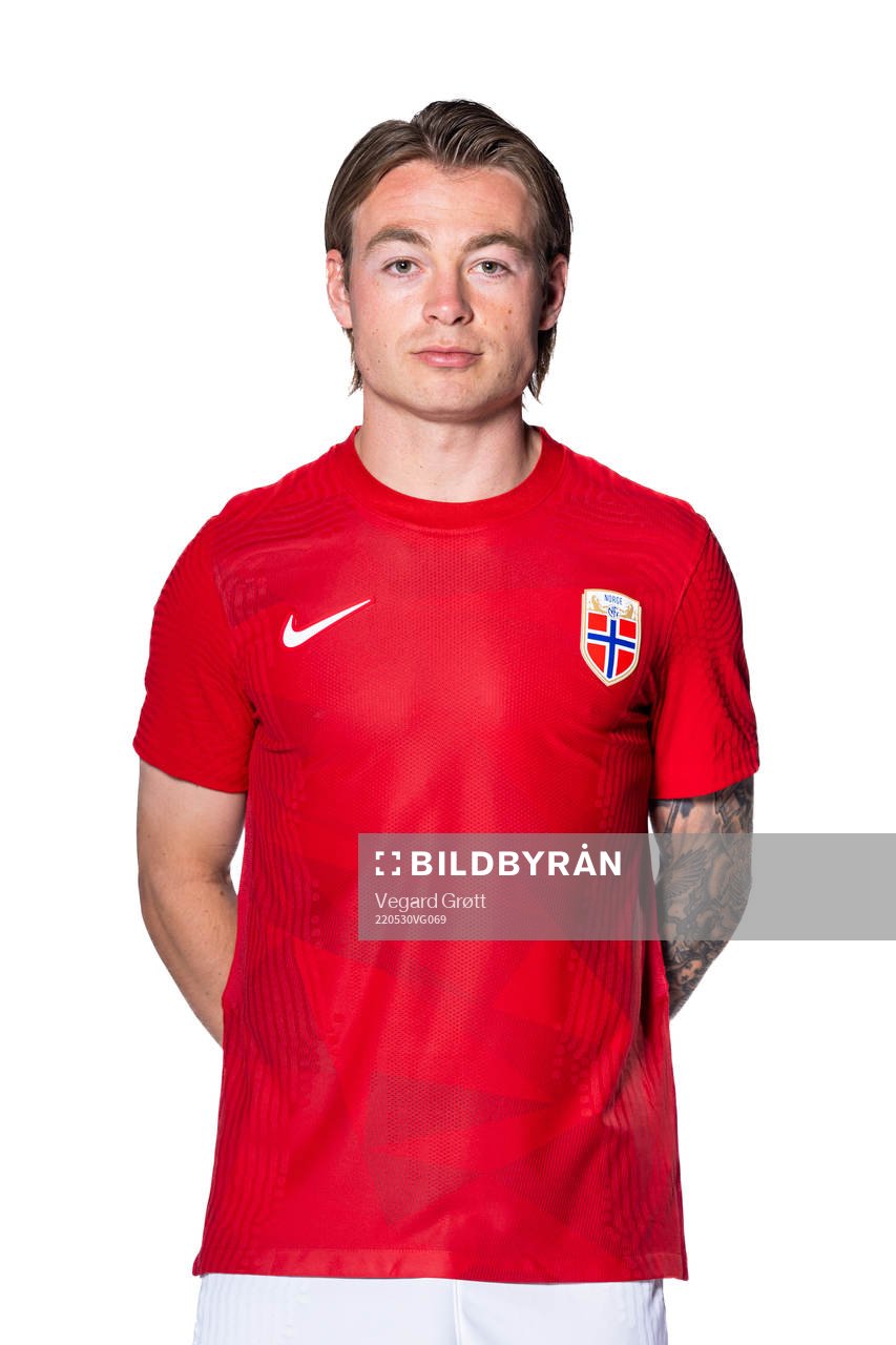 Patrick Berg of the Norwegian national football team poses
