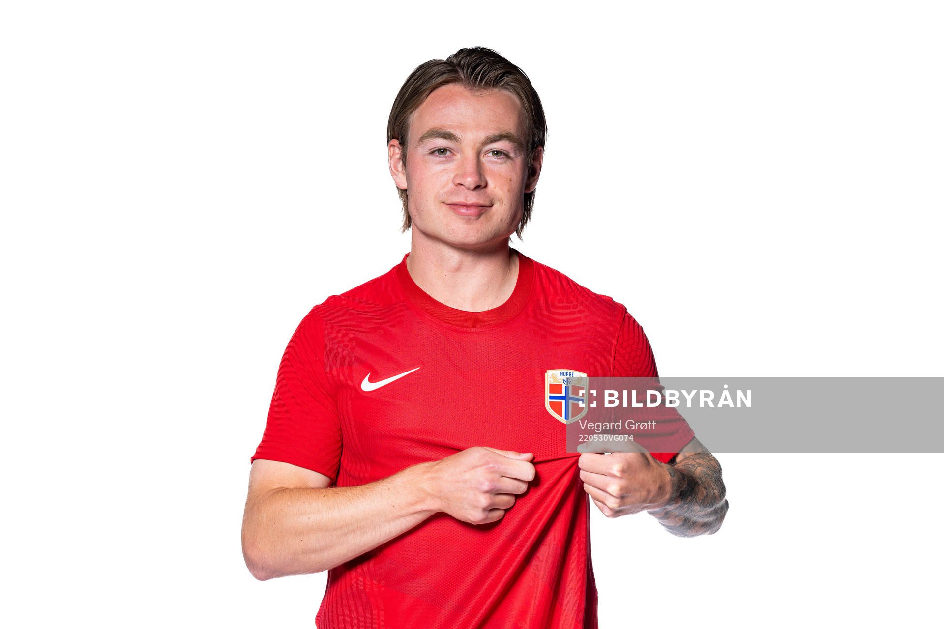 Patrick Berg of the Norwegian national football team poses