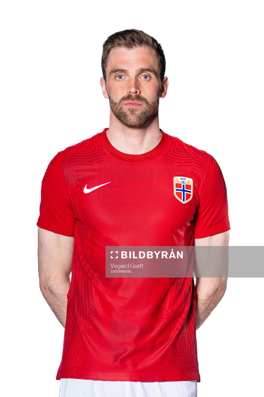Brede Moe of the Norwegian national football team poses for