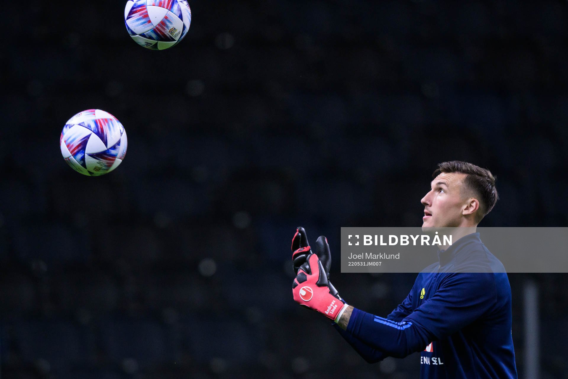 Goalkeeper Andreas Linde of the Swedish national football