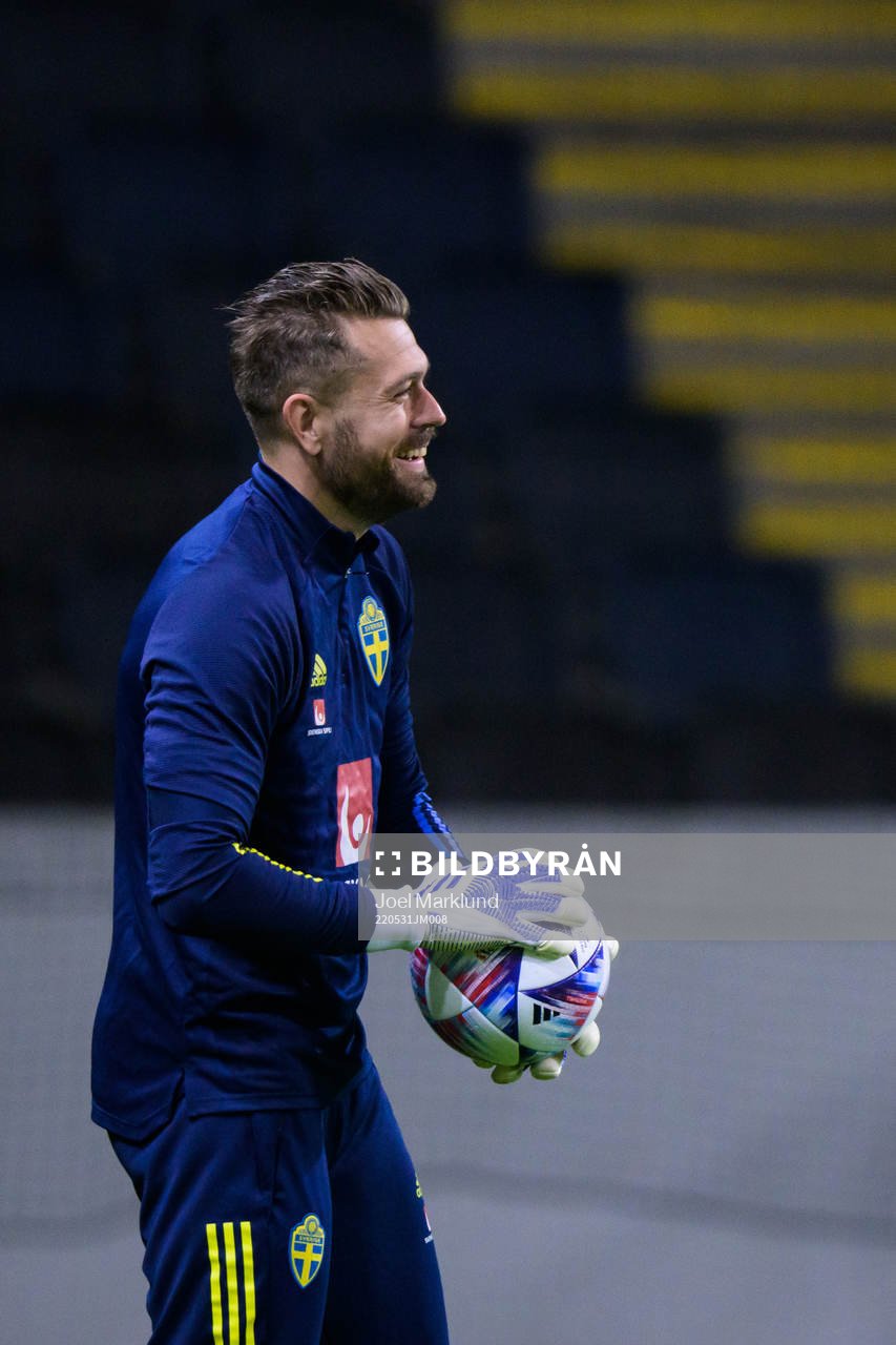 Goalkeeper Kristoffer Nordfeldt of the Swedish national