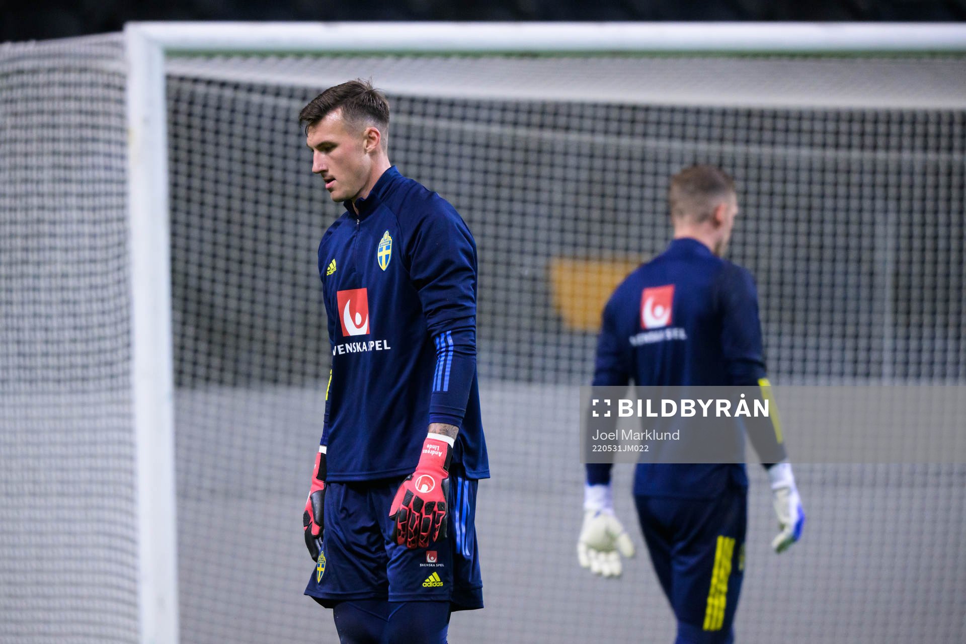 Goalkeeper Andreas Linde of the Swedish national football