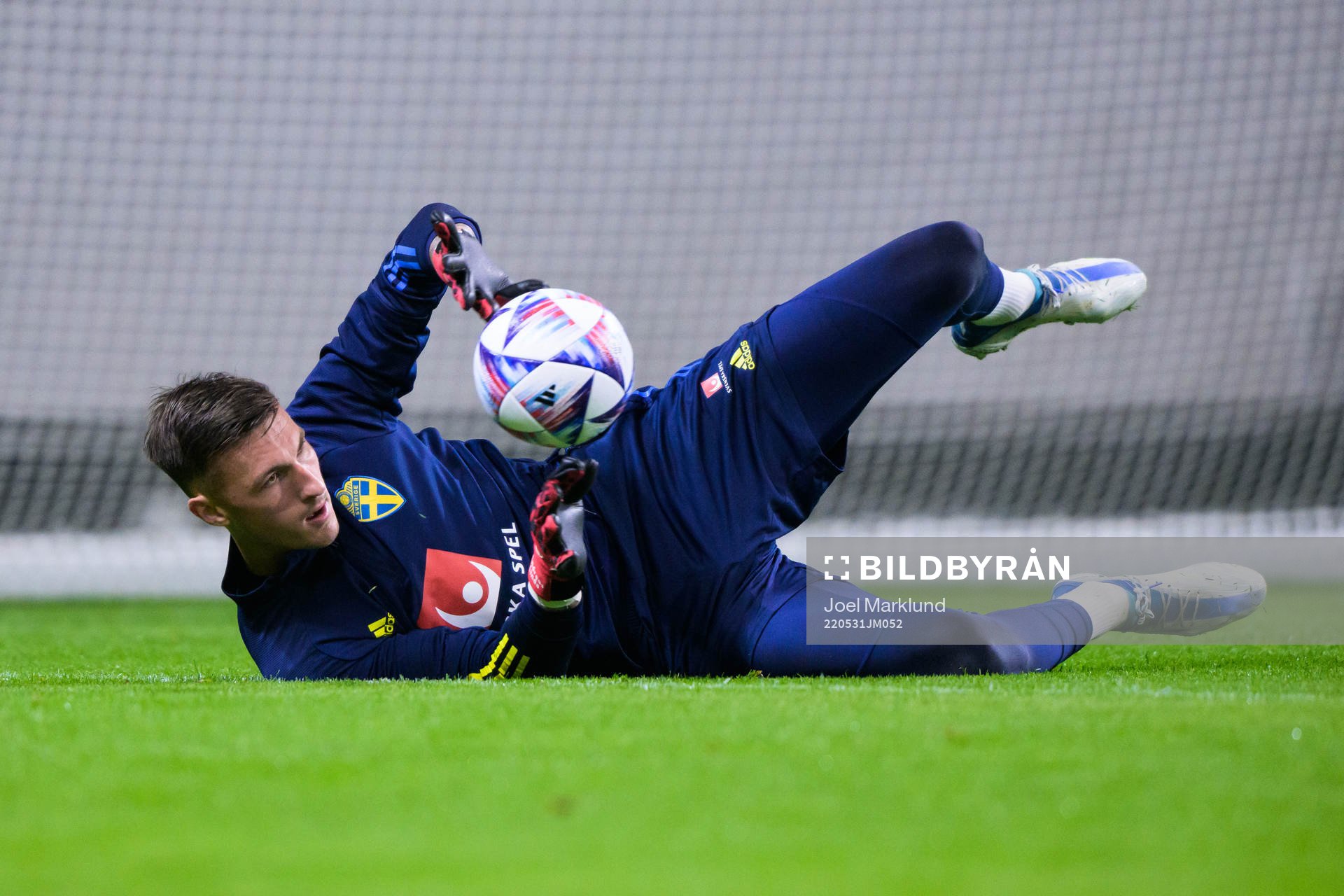Goalkeeper Andreas Linde of the Swedish national football