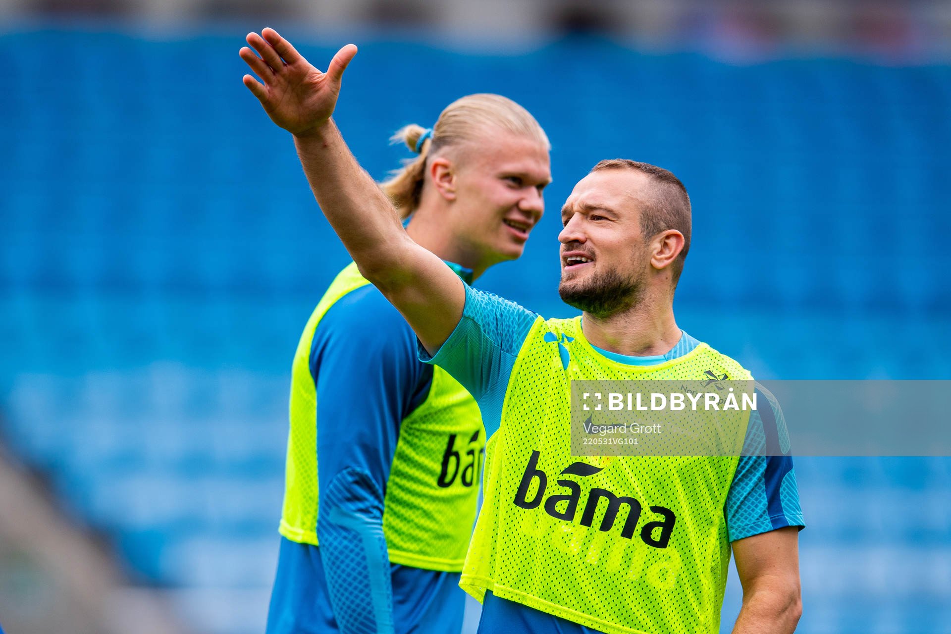 Veton Berisha and Erling Braut Haaland of the Norwegian