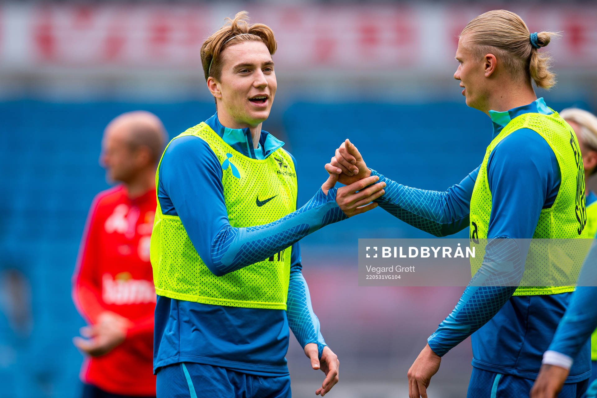 Kristian Thorstvedt and Erling Braut Haaland of the