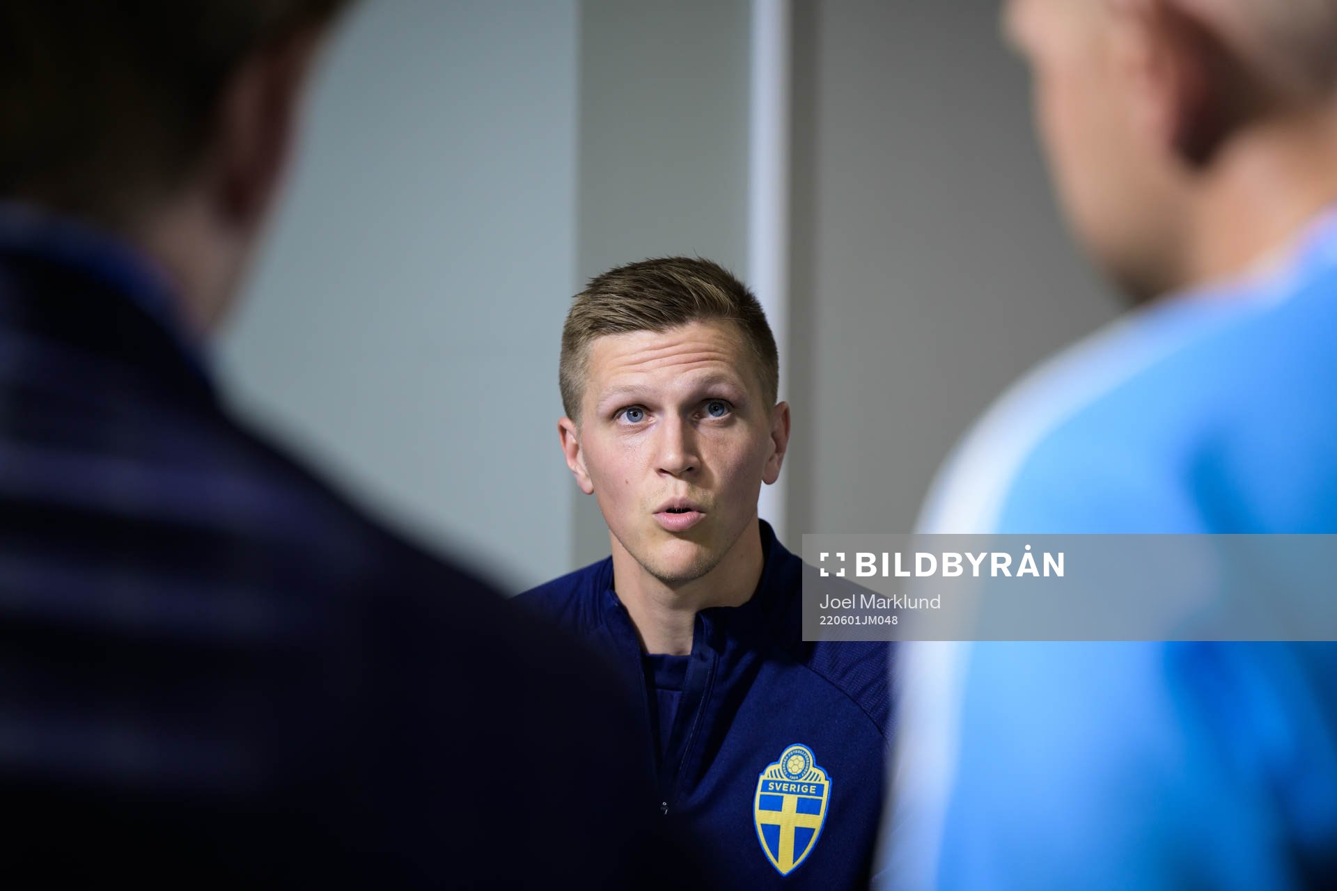 Joakim Nilsson of the Swedish national football team during a press conference on June 1, 2022 in Ljubljana. 