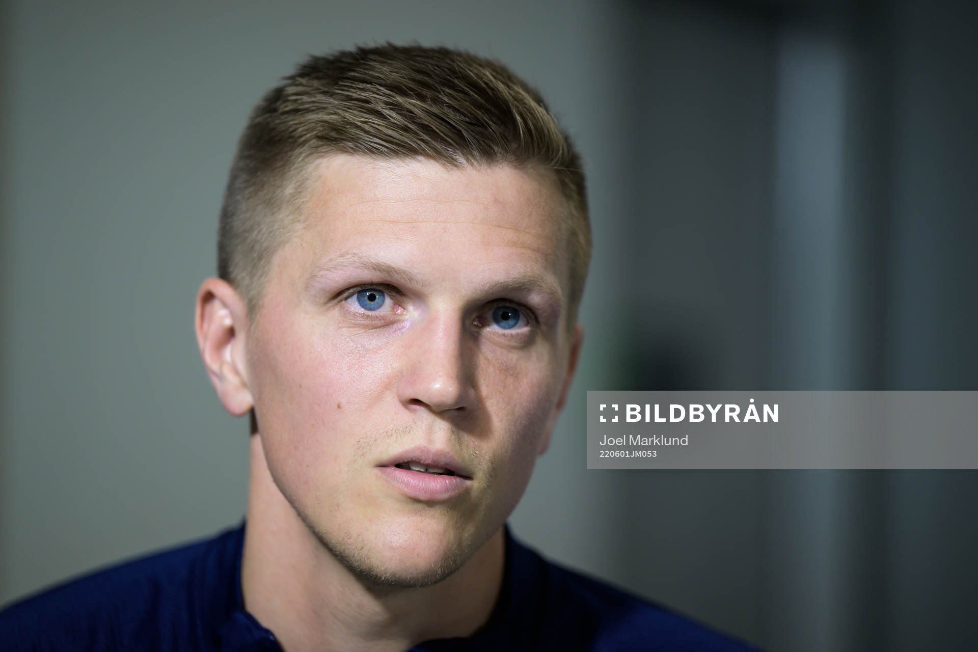 Joakim Nilsson of the Swedish national football team during a press conference on June 1, 2022 in Ljubljana. 