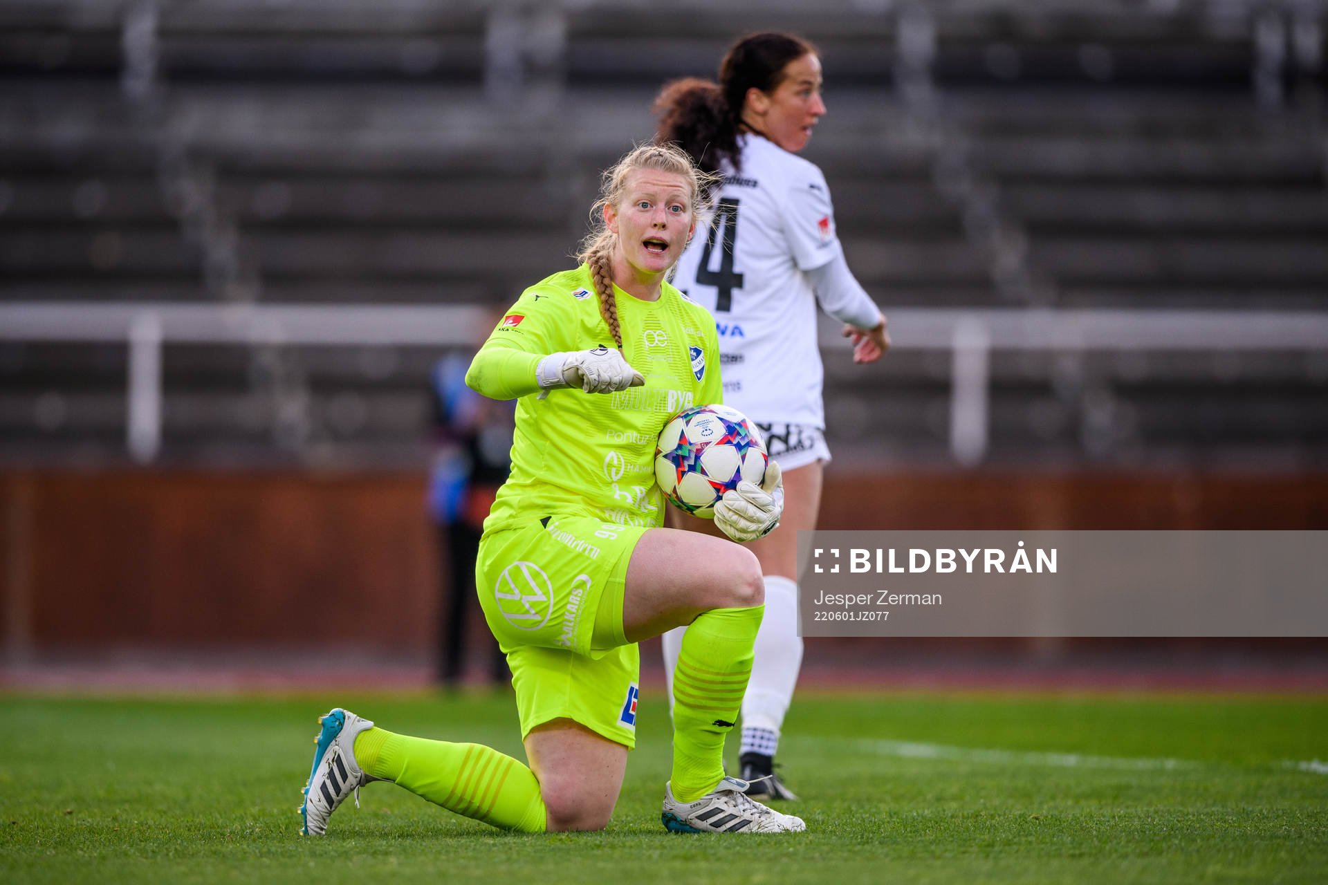 Kalmars målvakt Aubrei Corder under fotbollsmatchen i Damallsvenskan mellan Djurgården och Kalmar den 1 juni 2022 i Stockholm. 