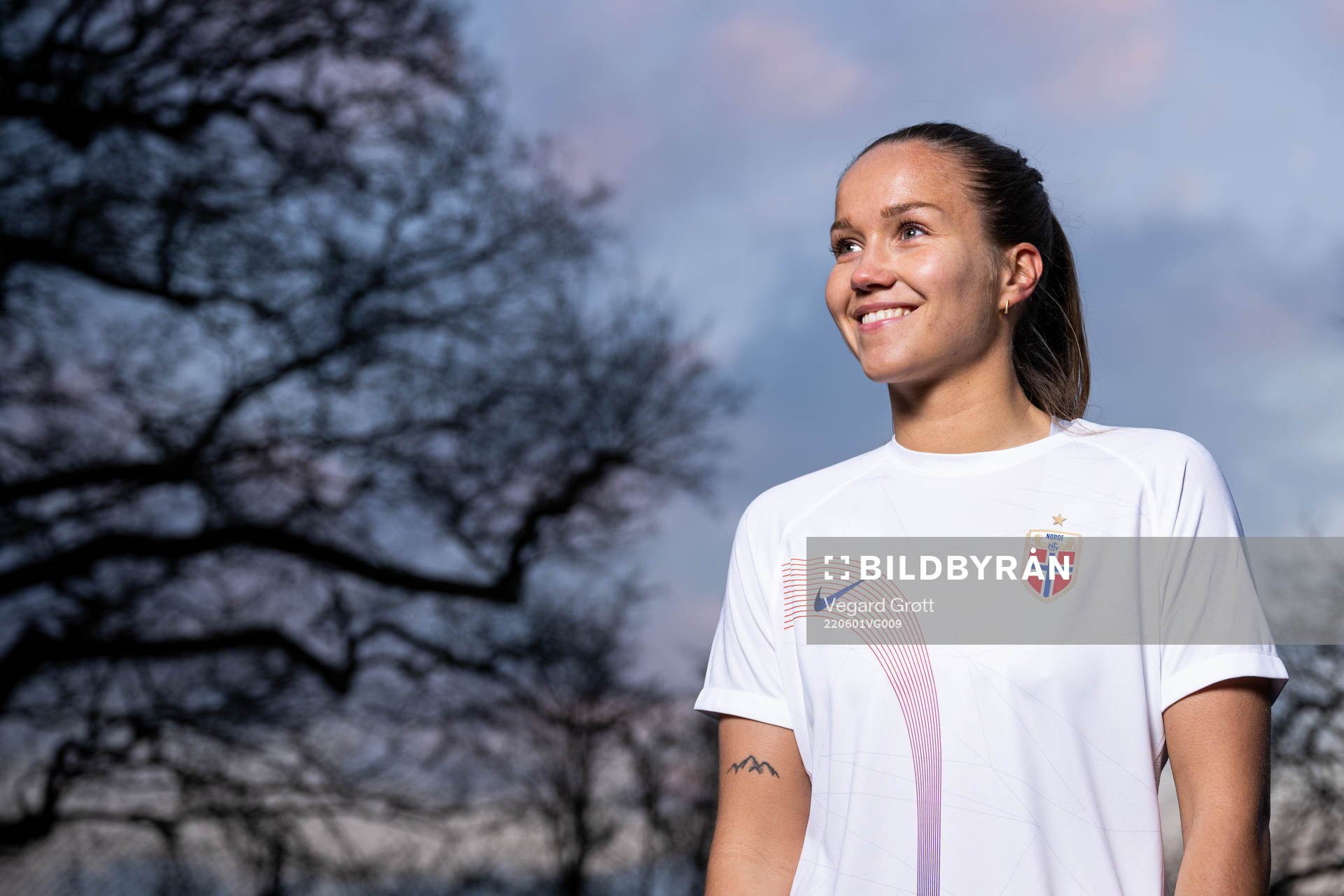 Guro Reiten of the Norwegian national football team poses for a portrait on March 7, 2022 in London. 
