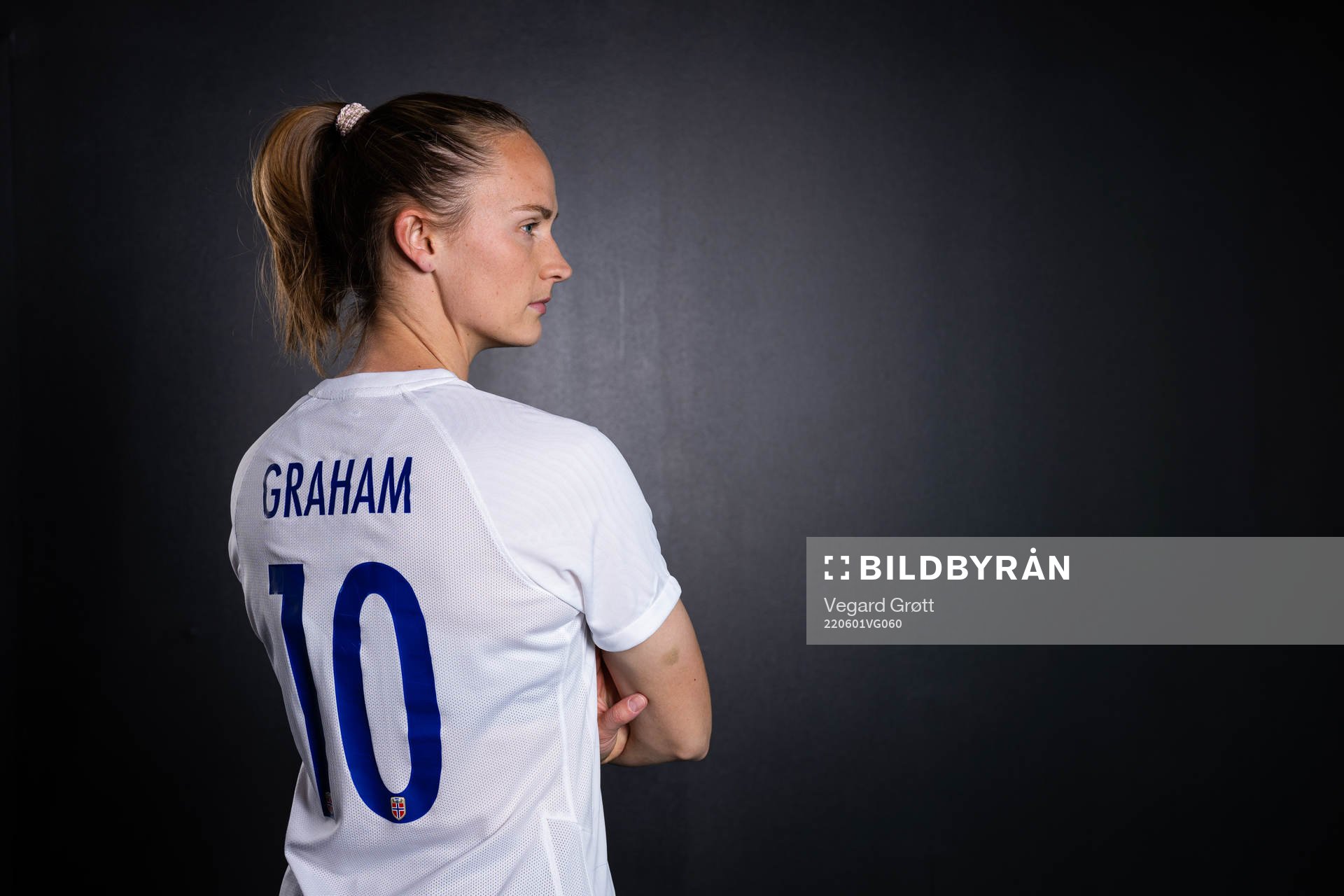 Caroline Graham Hansen of the Norwegian national football team poses for a portrait on April 4, 2022 in Oslo. 