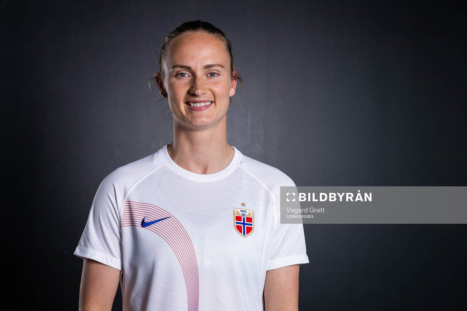 Caroline Graham Hansen of the Norwegian national football team poses for a portrait on April 4, 2022 in Oslo. 