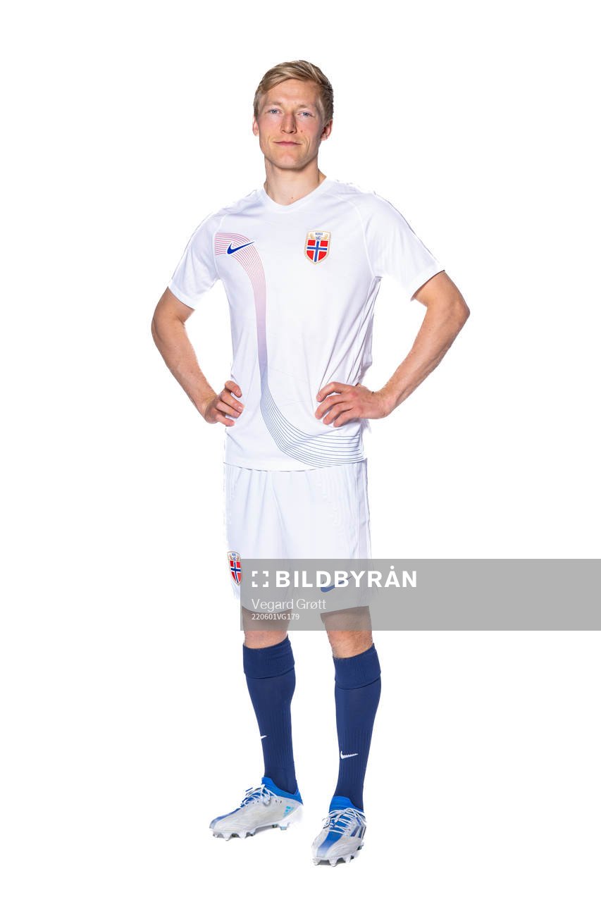 Birger Meling of the Norwegian national football team poses