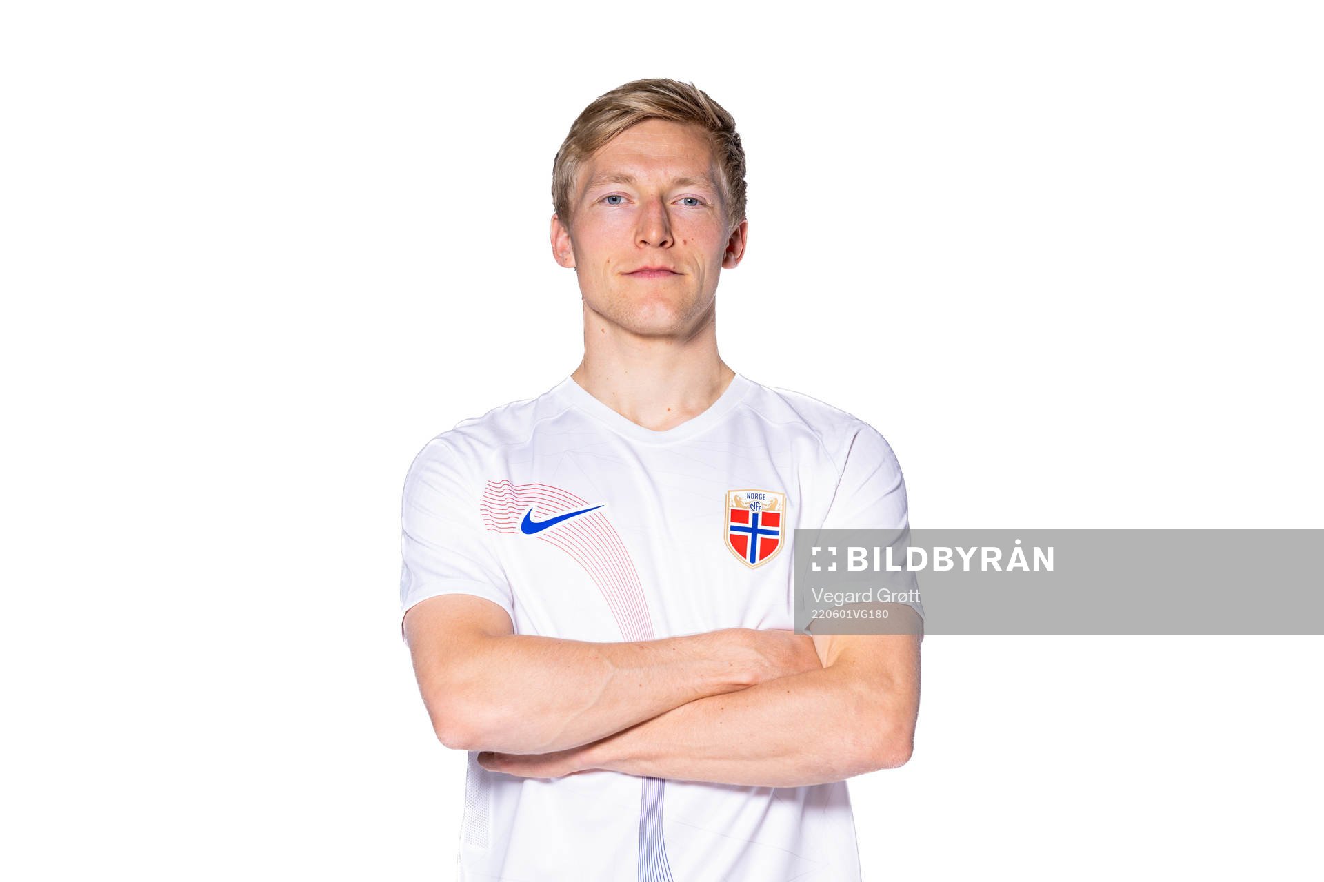 Birger Meling of the Norwegian national football team poses