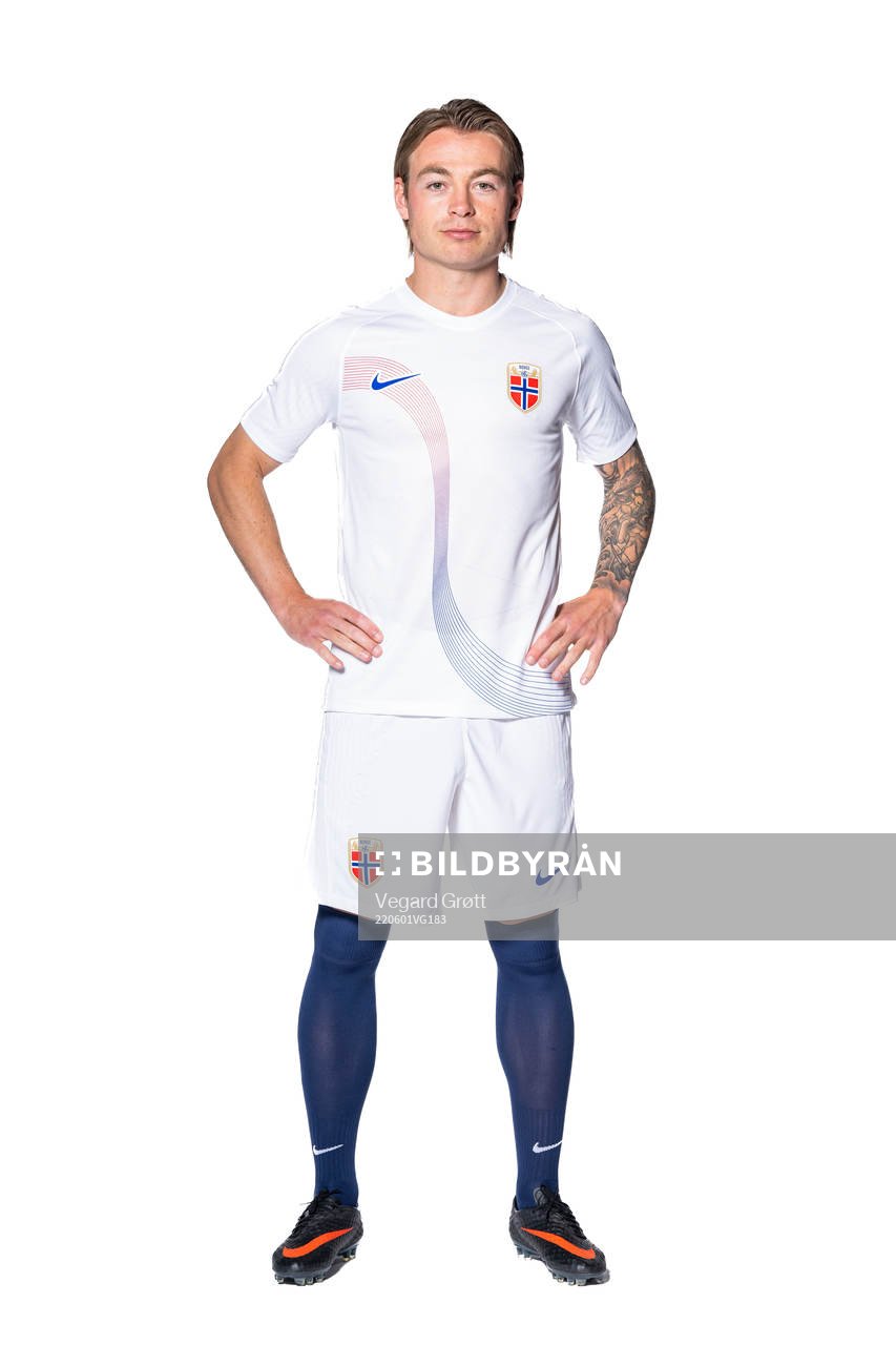 Patrick Berg of the Norwegian national football team poses