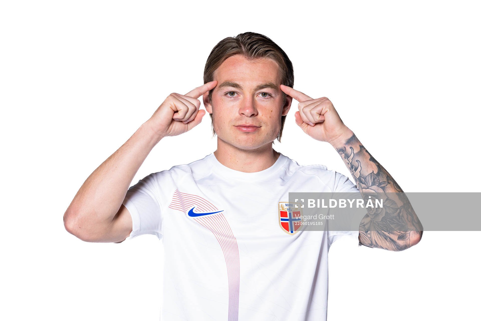 Patrick Berg of the Norwegian national football team poses