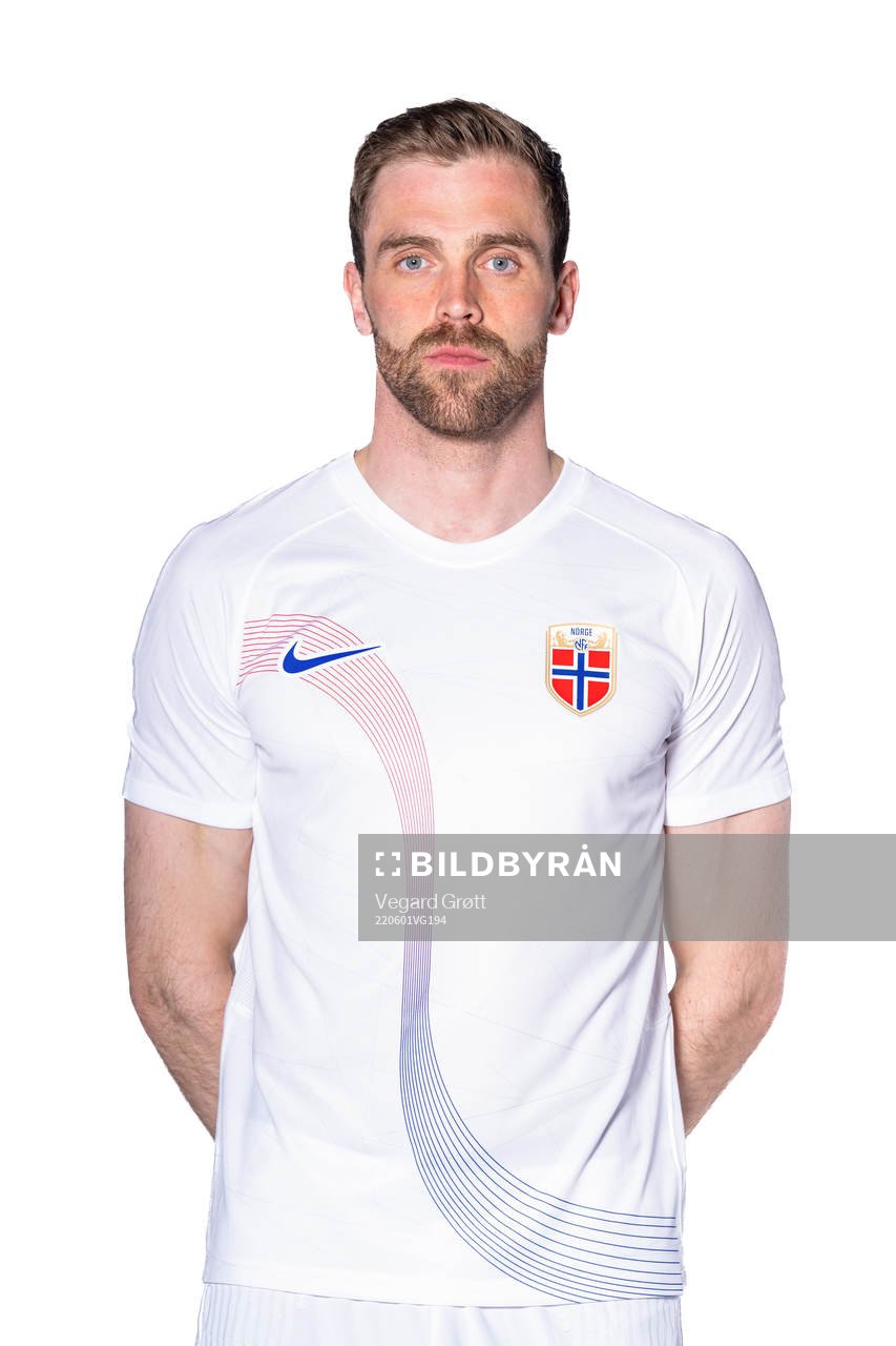 Brede Moe of the Norwegian national football team poses for