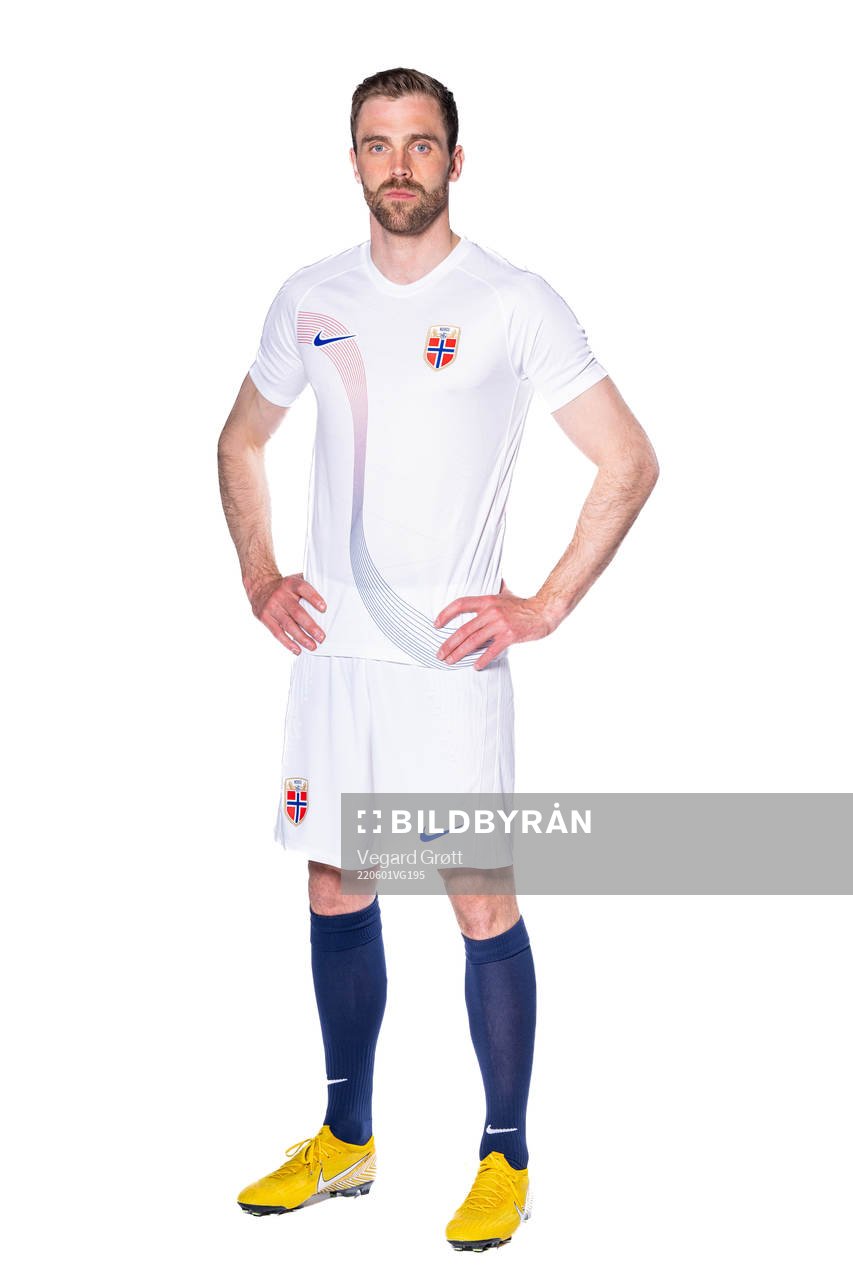Brede Moe of the Norwegian national football team poses for