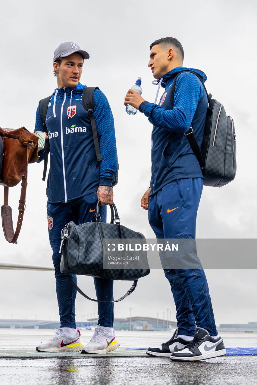 Mathias Normann and Mohamed Elyounoussi of the Norwegian