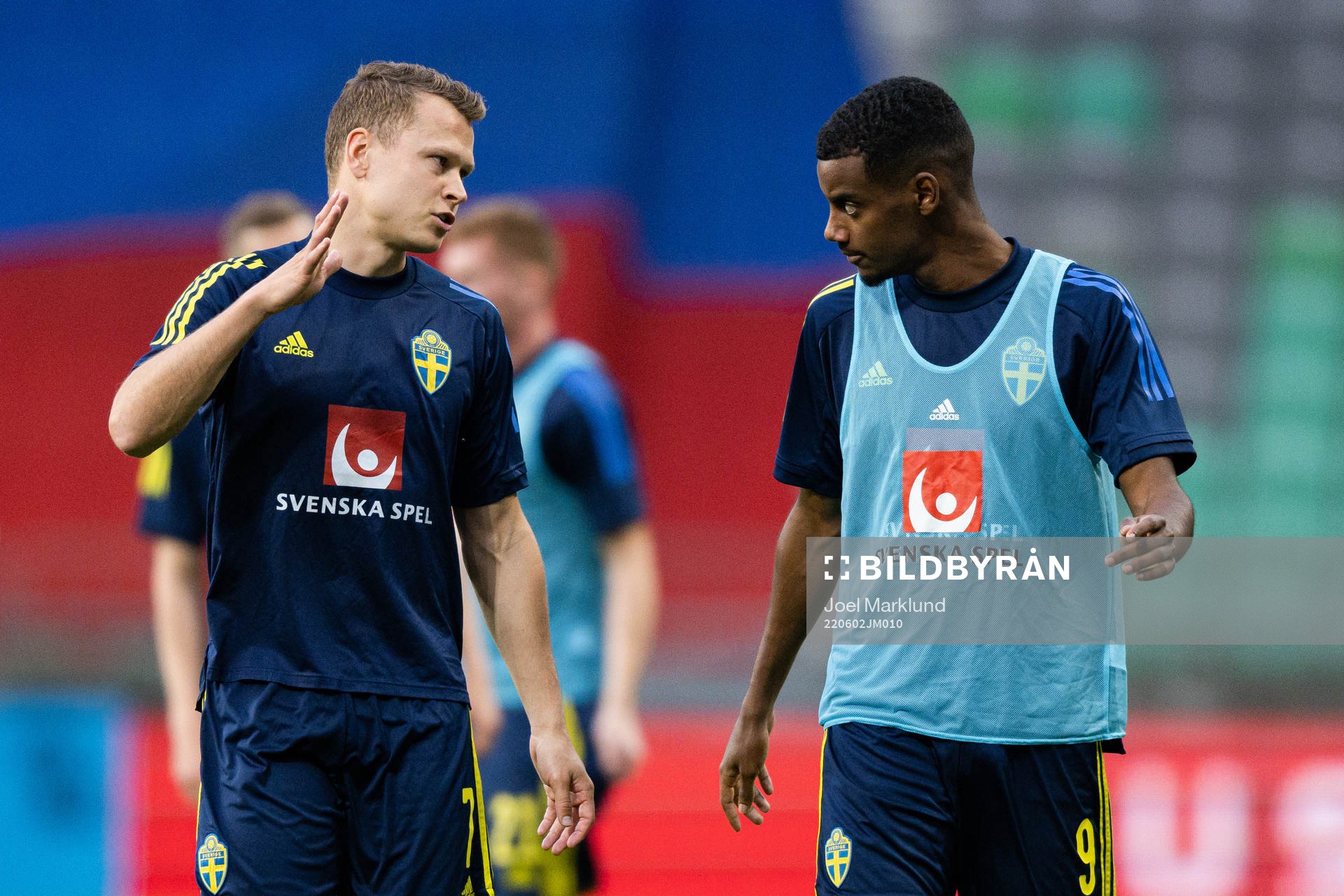 Viktor Claesson and Alexander Isak of Sweden